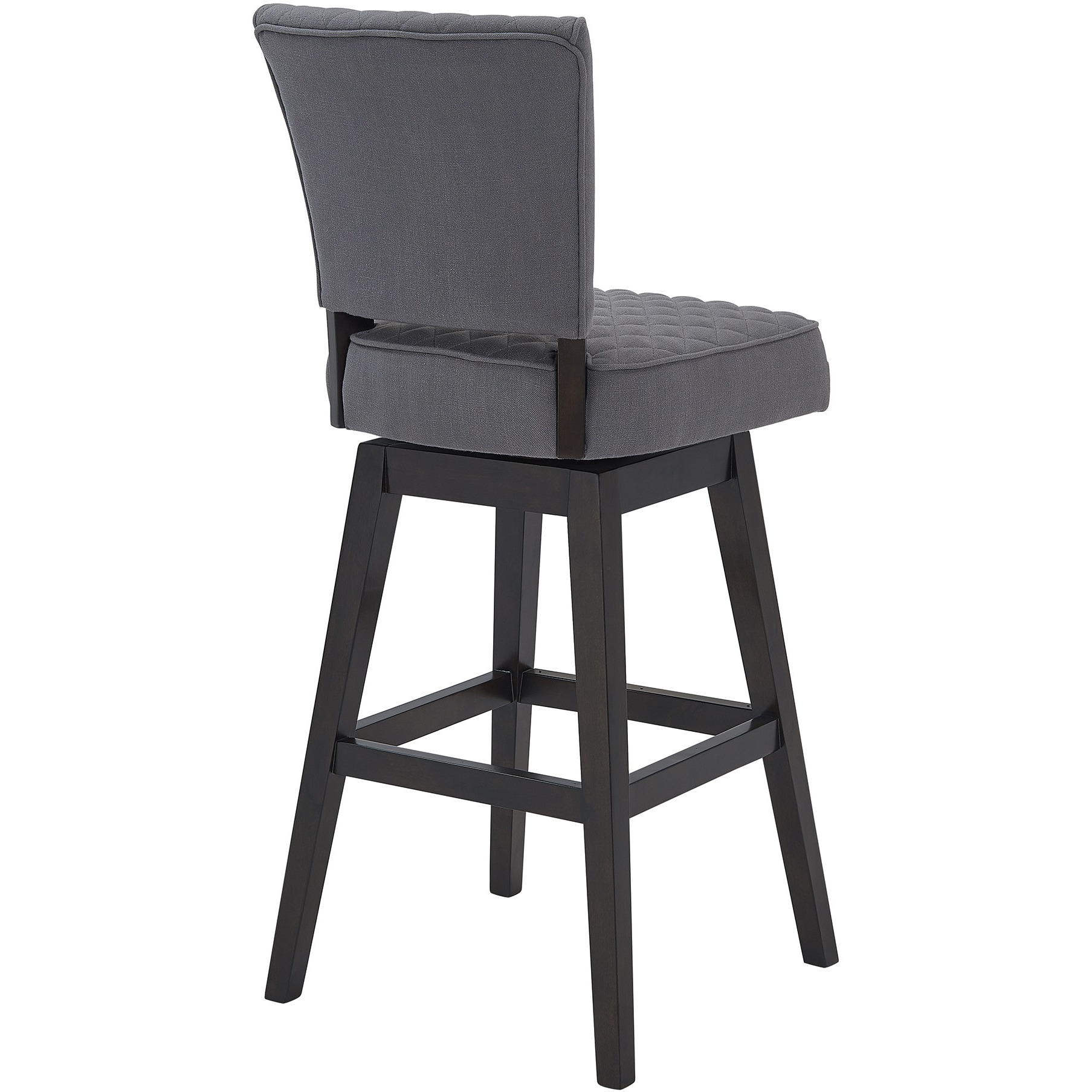 Gia 26" Counter Height Wood Swivel Tufted Barstool in Espresso Finish with Grey Fabric