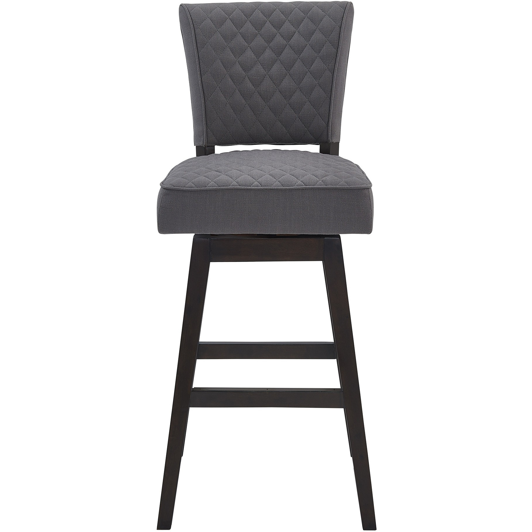 Gia 26" Counter Height Wood Swivel Tufted Barstool in Espresso Finish with Grey Fabric