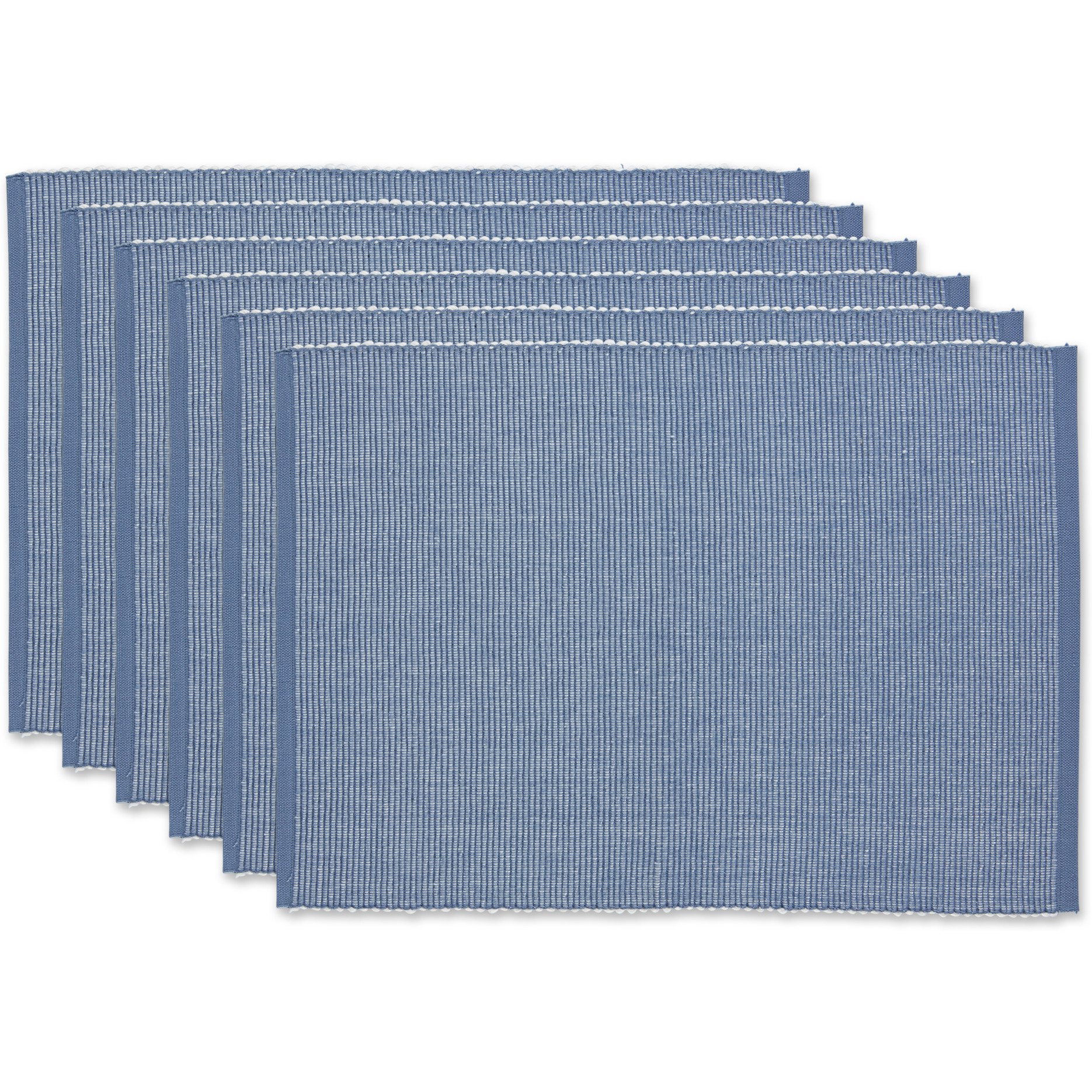 DII Stonewash Blue & White 2-Tone Ribbed Placemat (Set of 6)