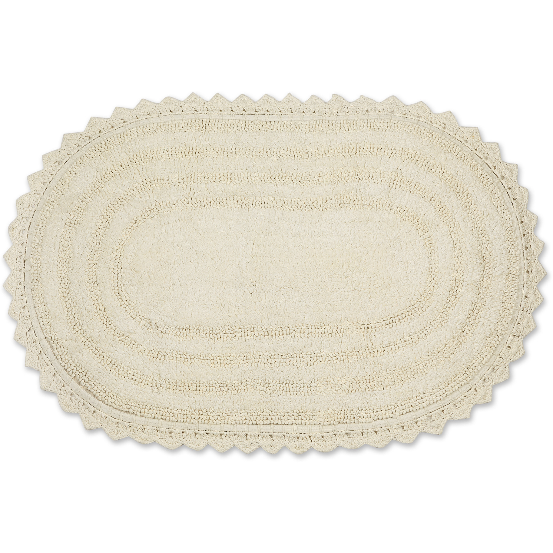 DII Off White Large Oval Crochet Bath Mat