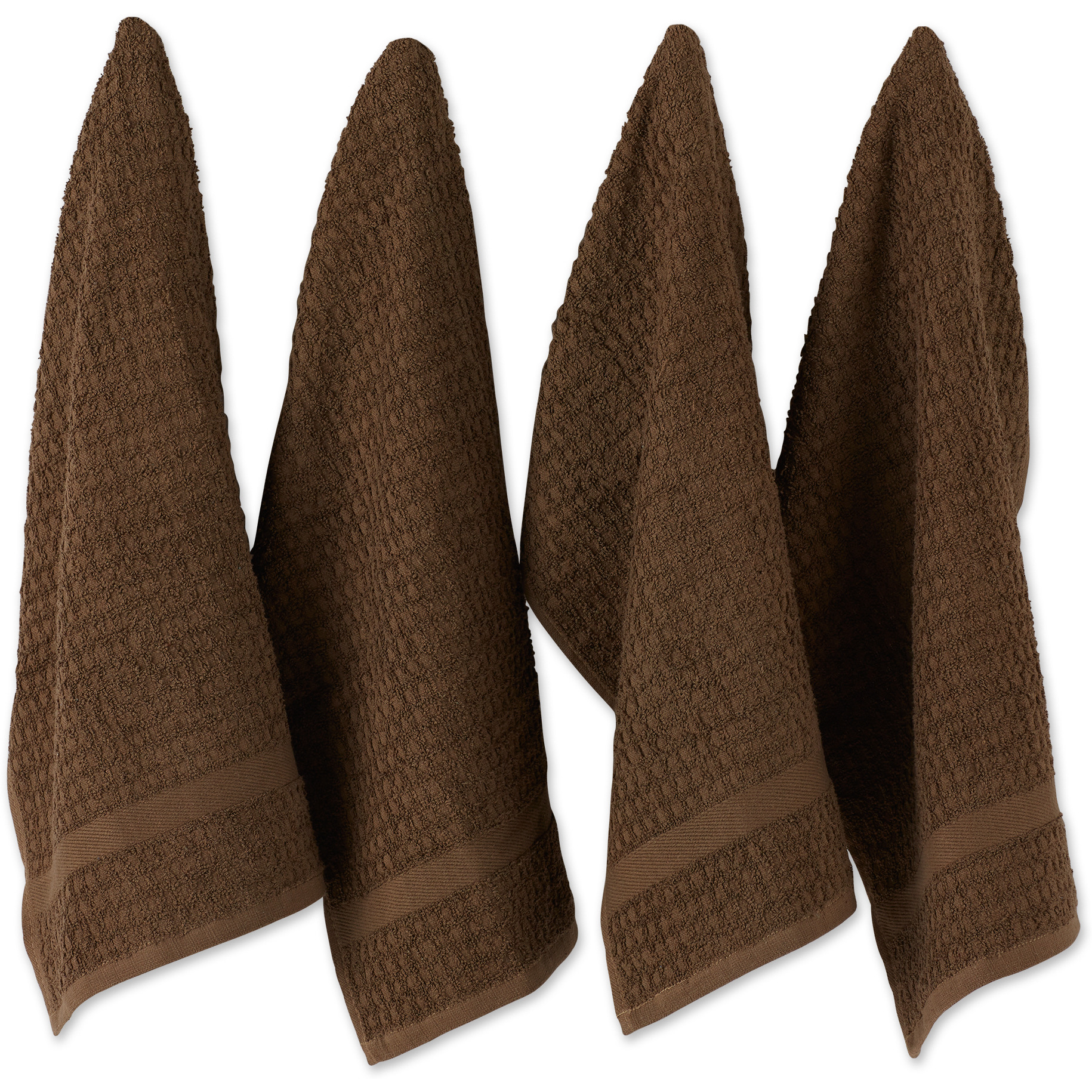 SOLID BROWN WAFFLE TERRY DISHTOWEL SET/4