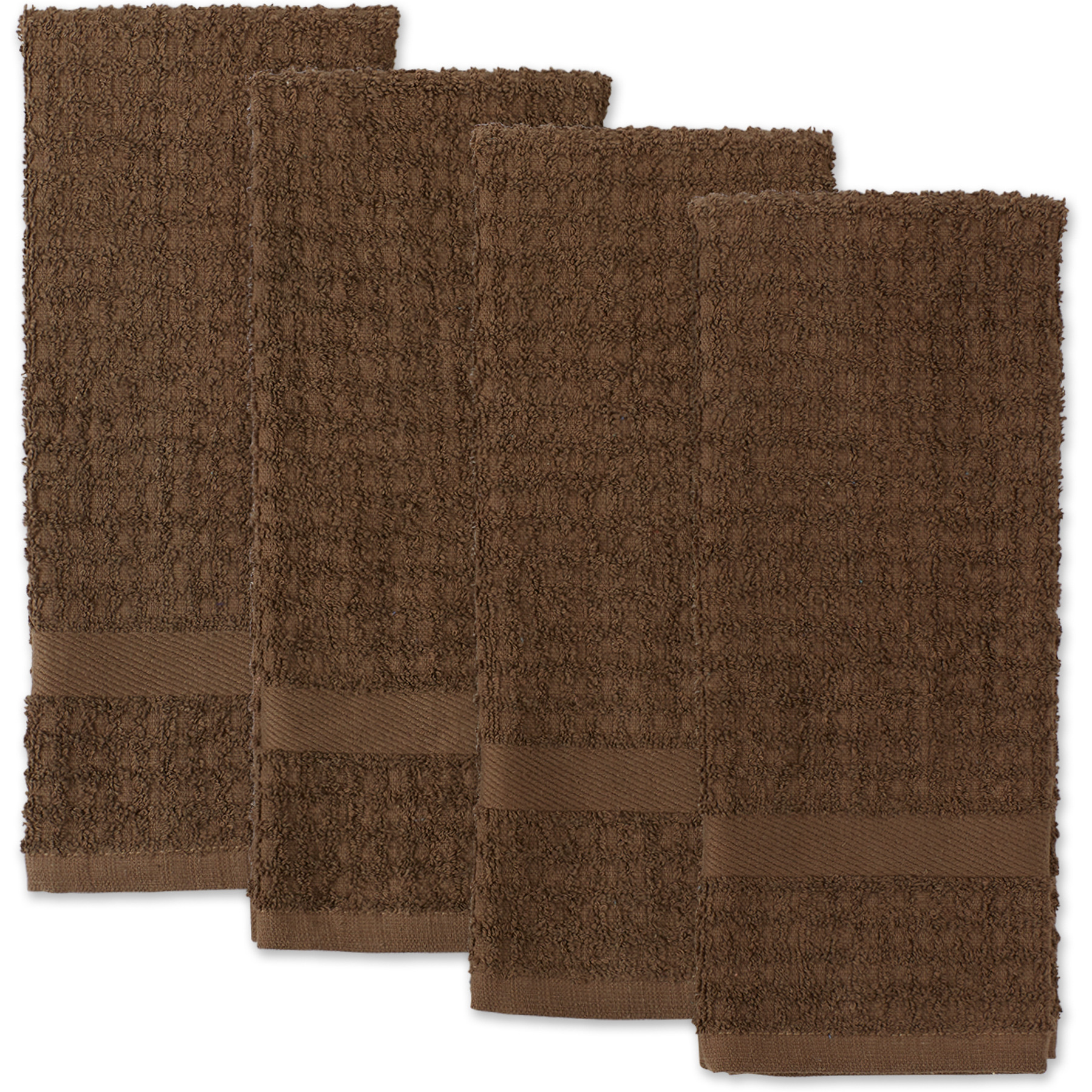 SOLID BROWN WAFFLE TERRY DISHTOWEL SET/4