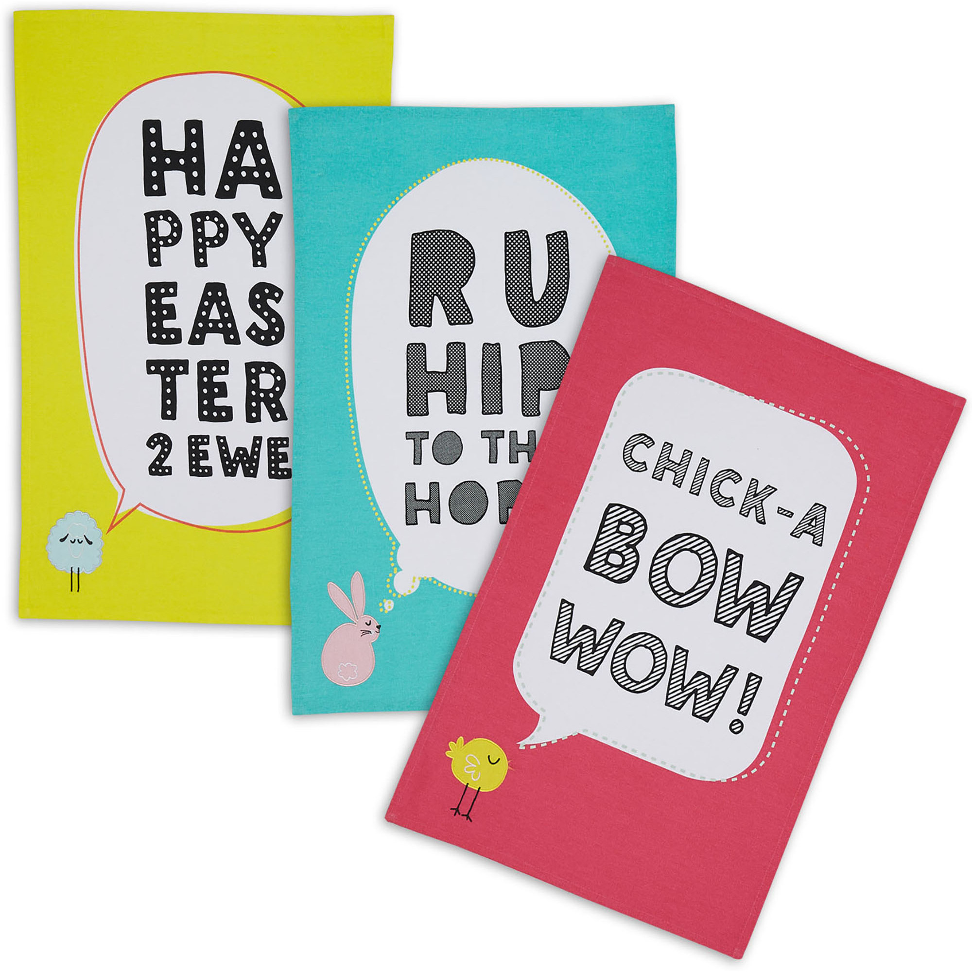 DII Easter Animals Dishtowel Set, 18x28", 3 Piece