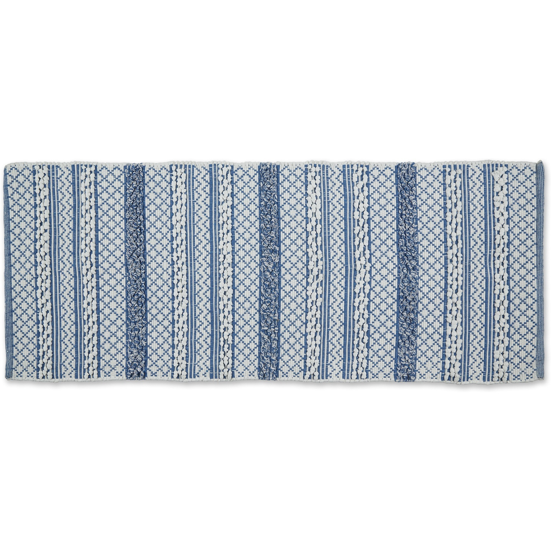 DII Stonewash Blue and White Hand-Loomed Paper Chindi Runner 2 Ft 3 In x 6 Ft