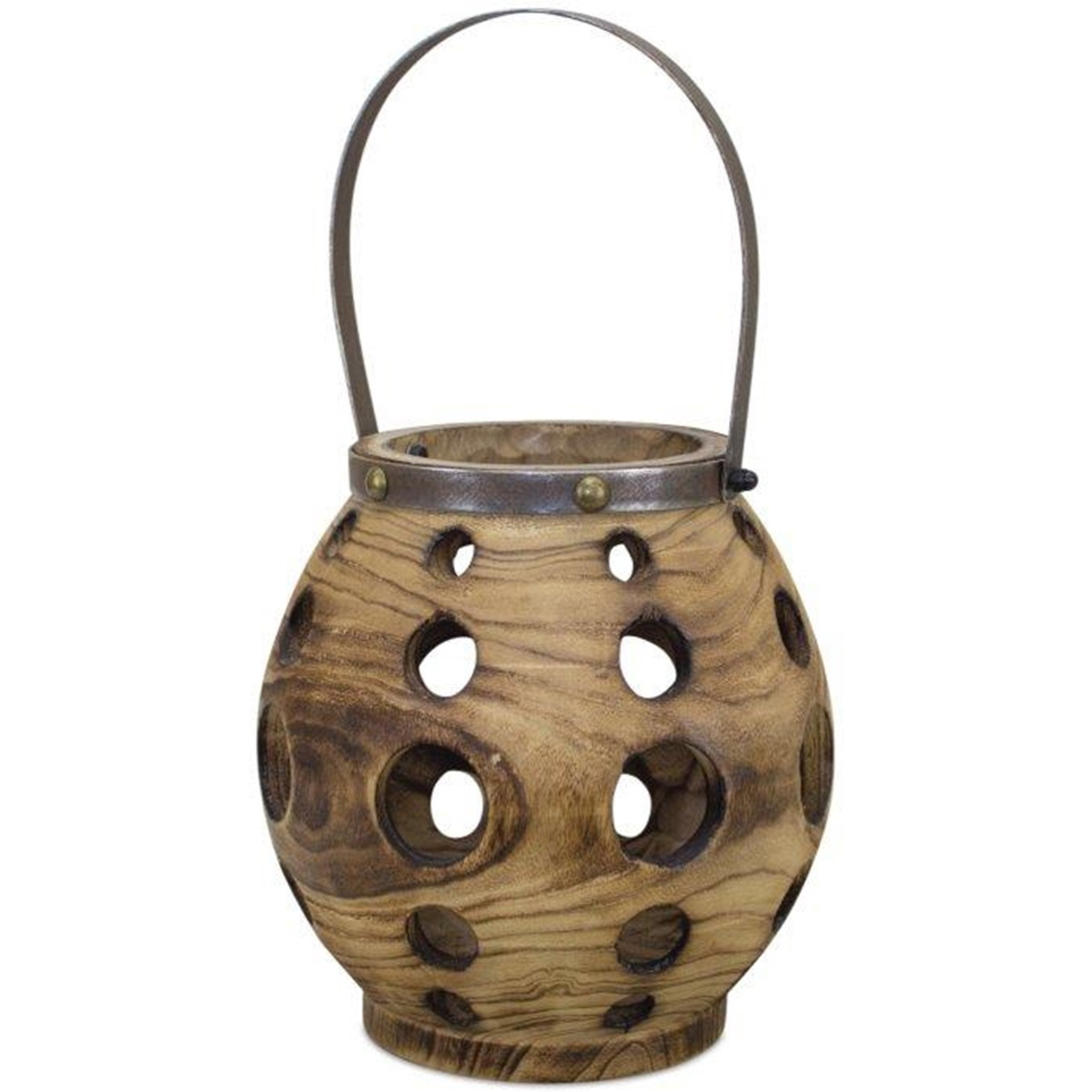 Lantern 11.5&quotD x 17.5&quotH Wood/Steel