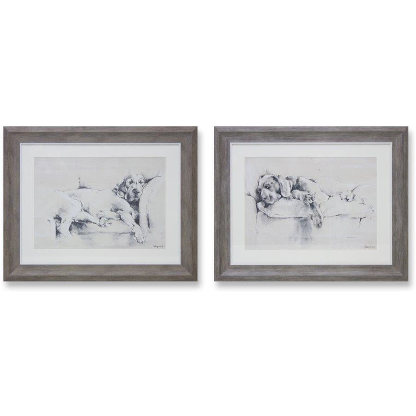 Framed Dog Print (Set of  2) 22.5&quotL x 18&quotH MDF/Plastic