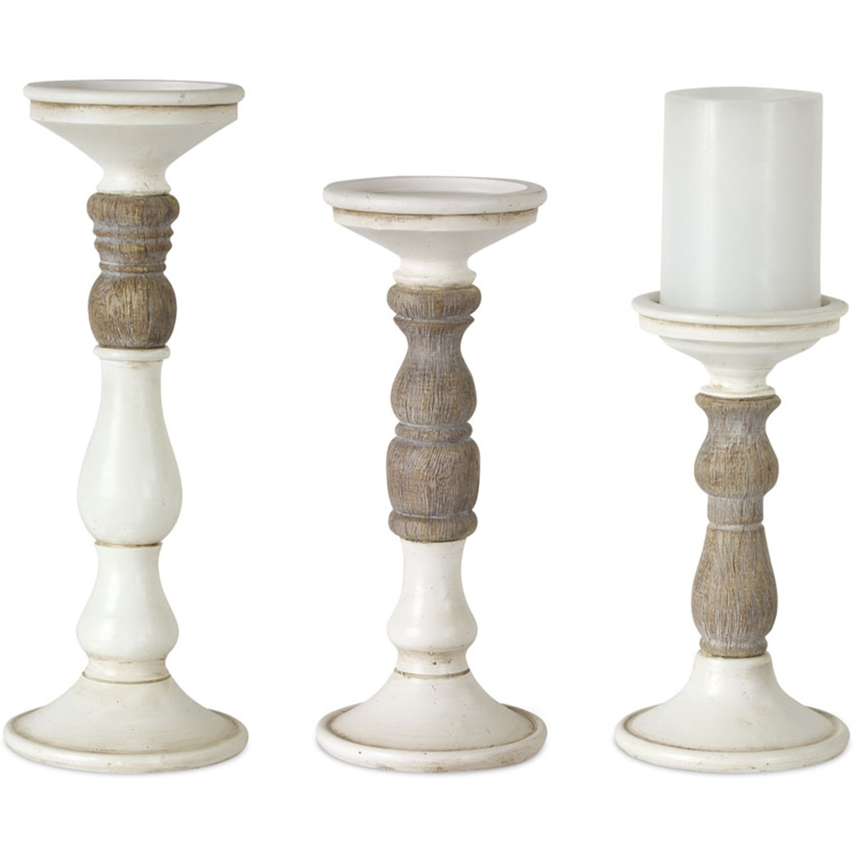 Candle Holder (Set of 3) 8.5&quotH, 10.5&quotH, 12.5&quotH Resin