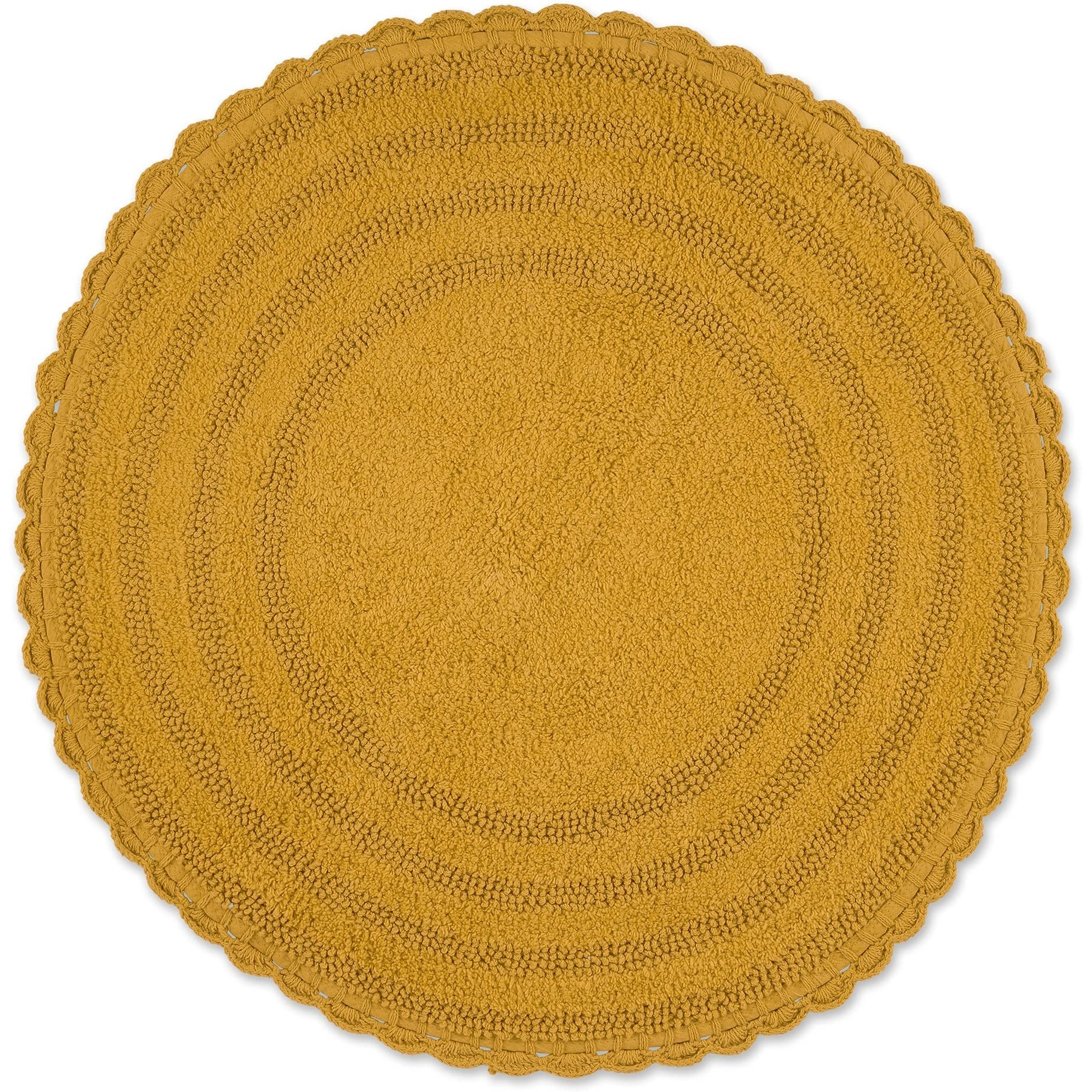DII Honey Gold Round Crochet Bath Mat