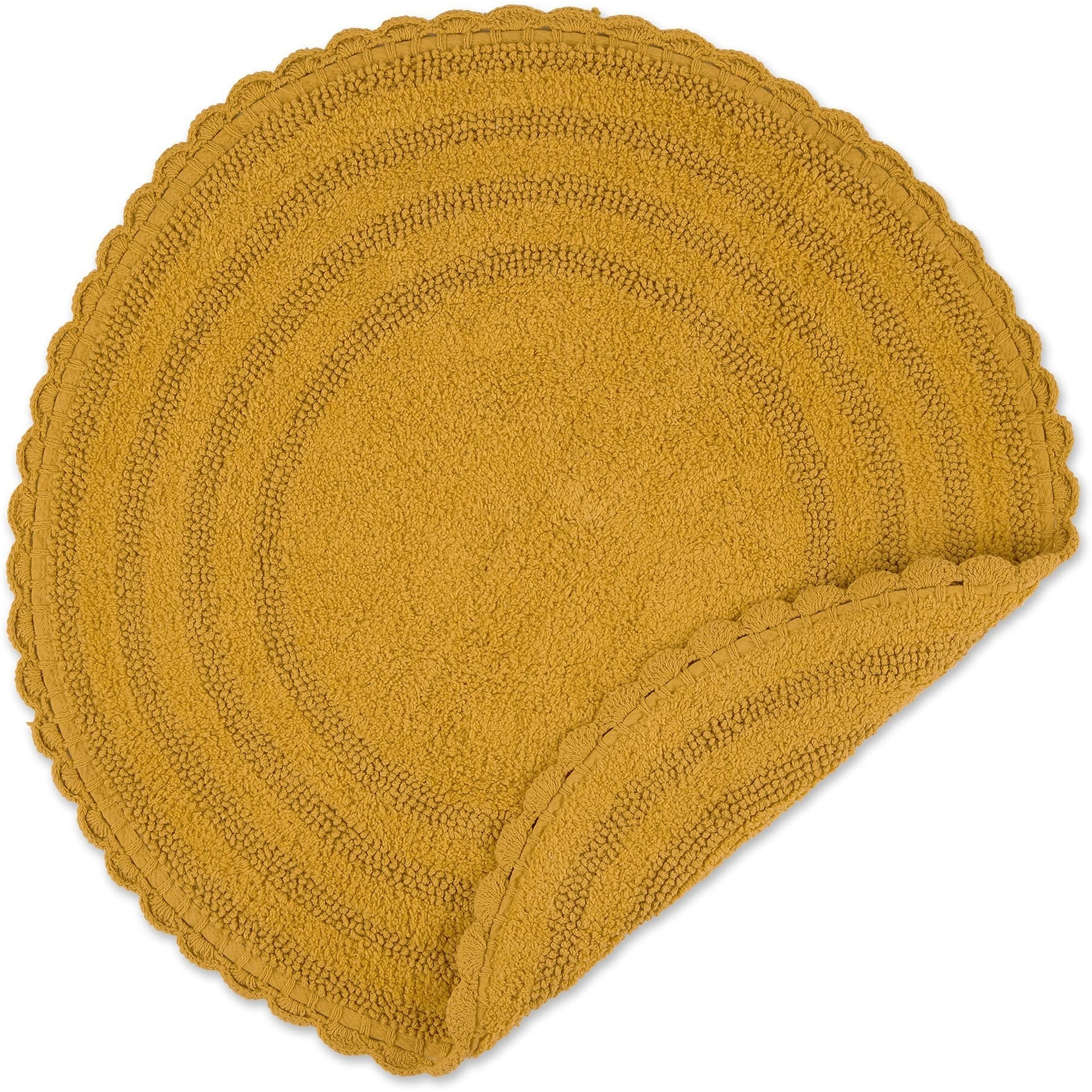 DII Honey Gold Round Crochet Bath Mat