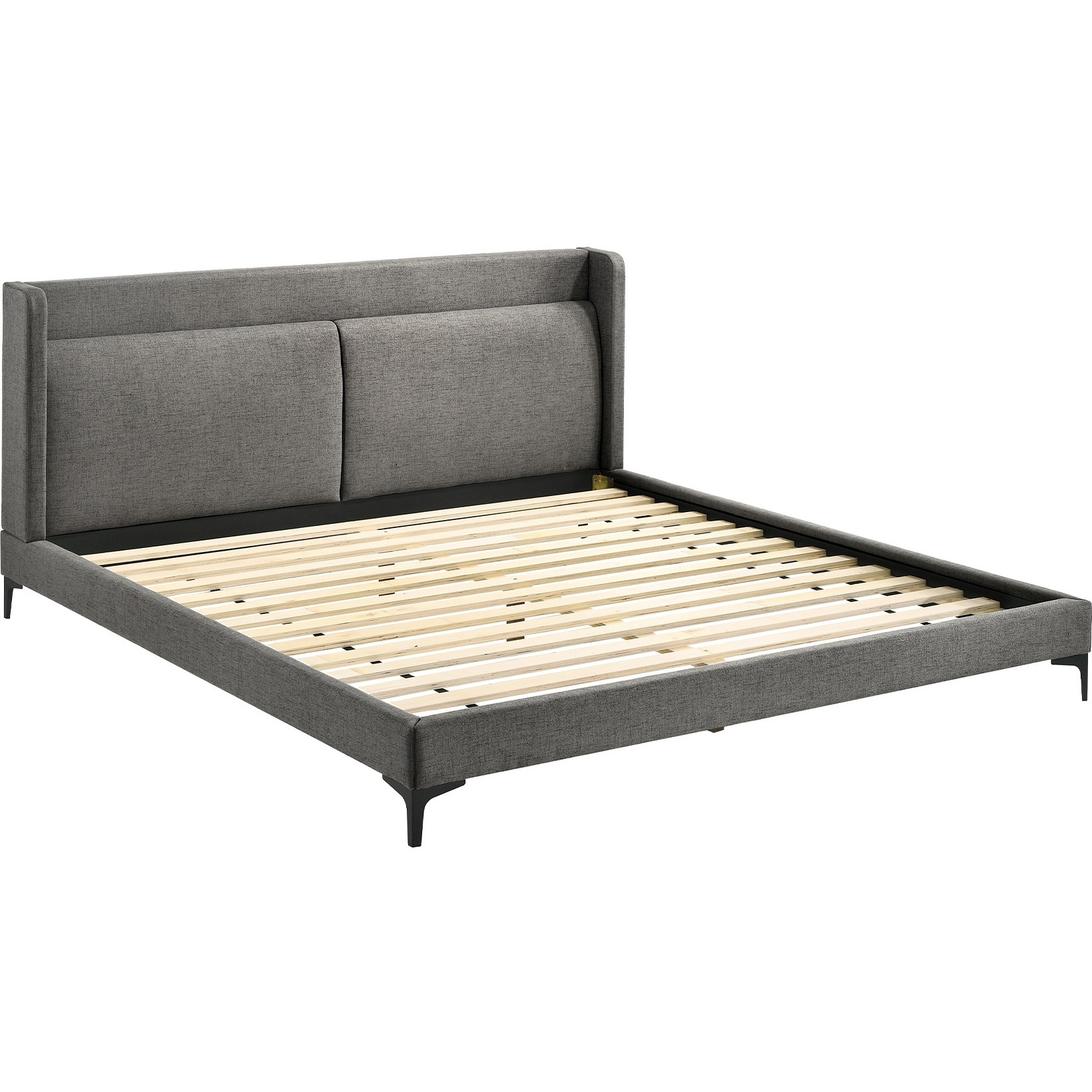 Legend Gray Fabric Eastern King Platform Bed with Black Metal Legs