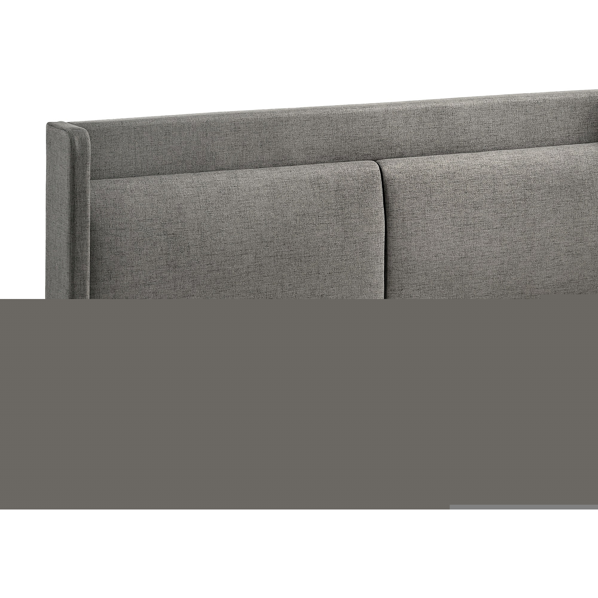 Legend Gray Fabric Eastern King Platform Bed with Black Metal Legs