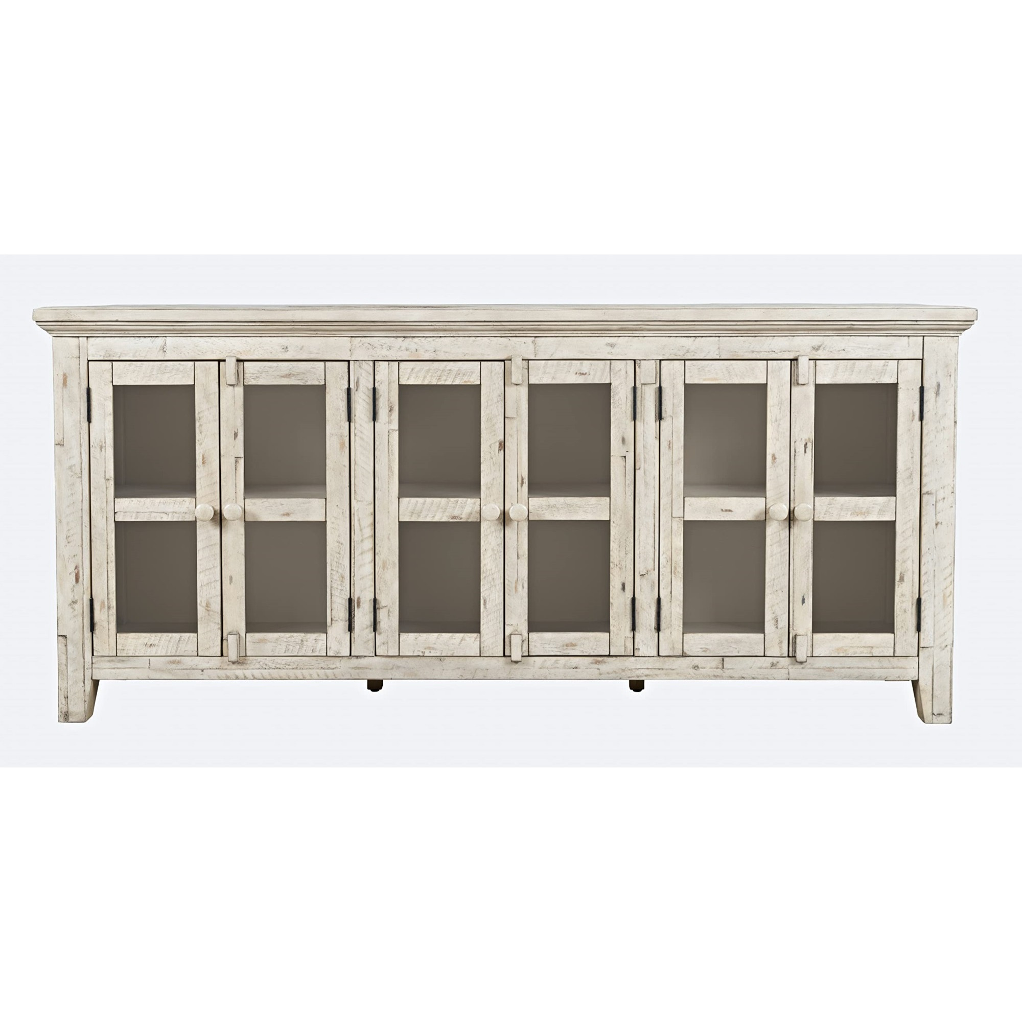 Rustic Shores 70" Coastal Distressed Acacia Six-Door Sideboard Cabinet