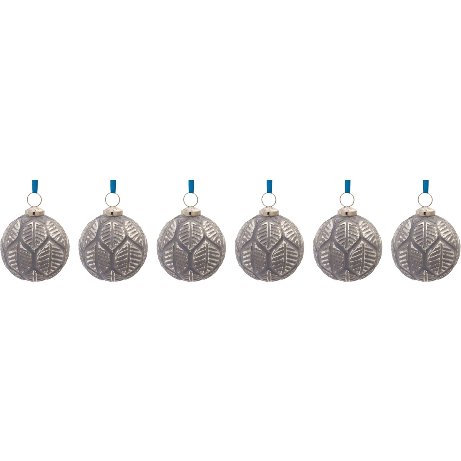 Etched Leaf Glass Ball Ornament (Set of 6)