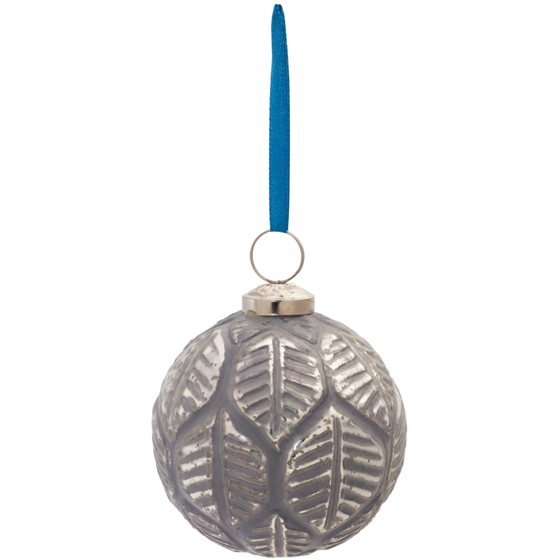 Etched Leaf Glass Ball Ornament (Set of 6)