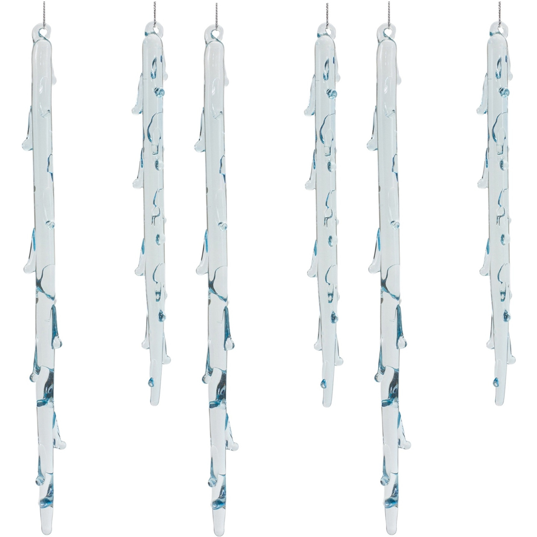 Melted Glass Icicle Drop Ornament (Set of 6)