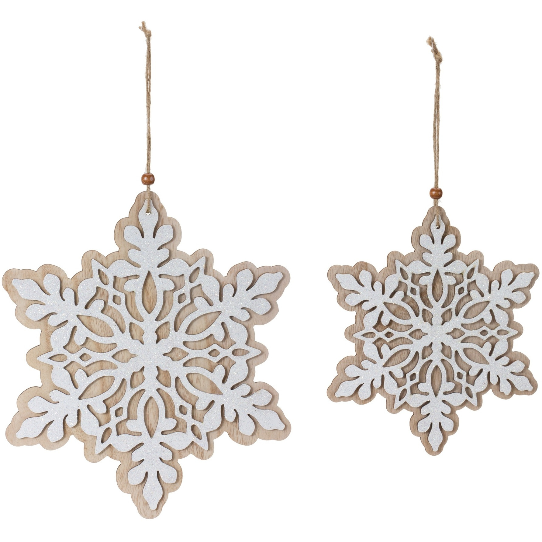 Wood Snowflake Ornaments (Set of 24)