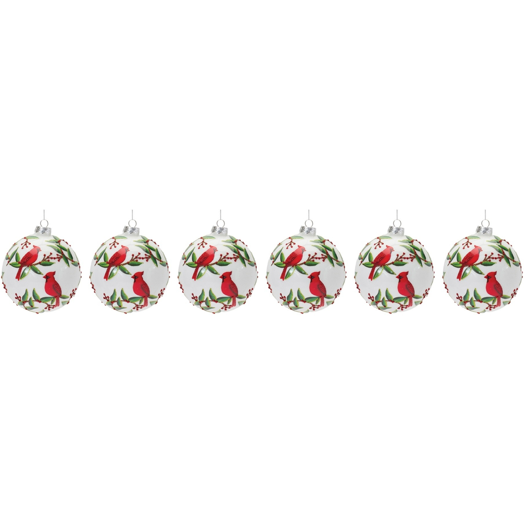 Cardinal Bird Ball Ornament (Set of 6)
