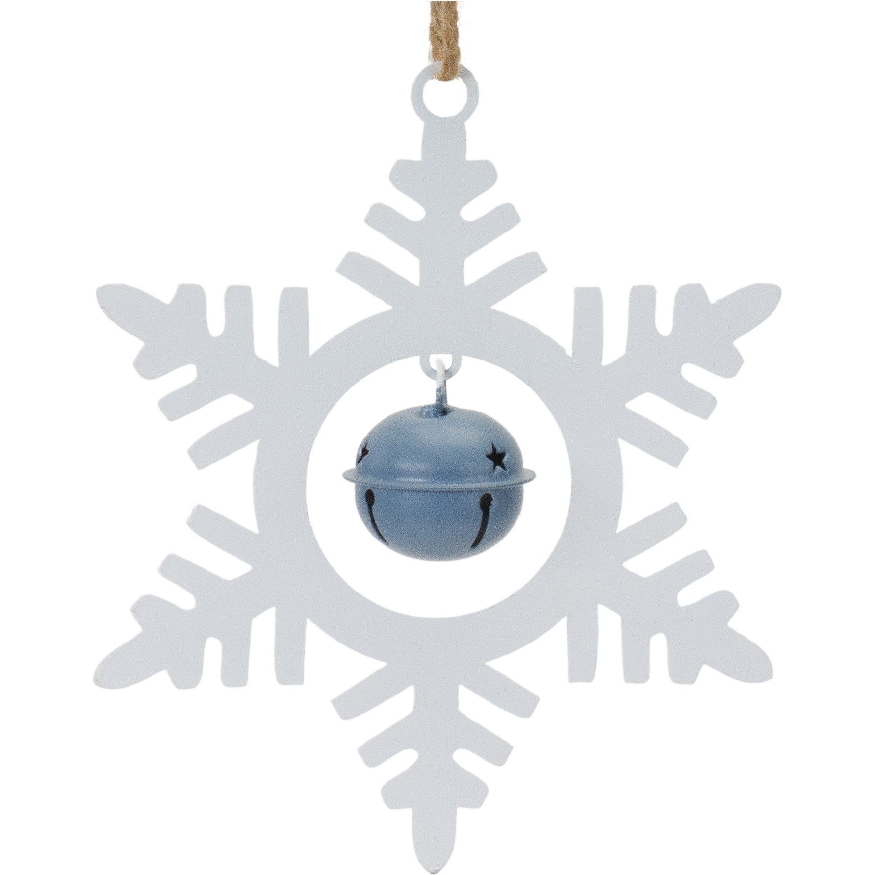 Metal Snowflake with Bell Ornament (Set of 12)