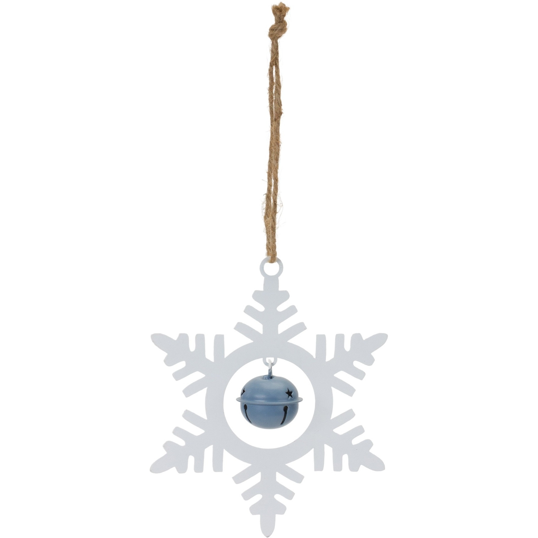 Metal Snowflake with Bell Ornament (Set of 12)