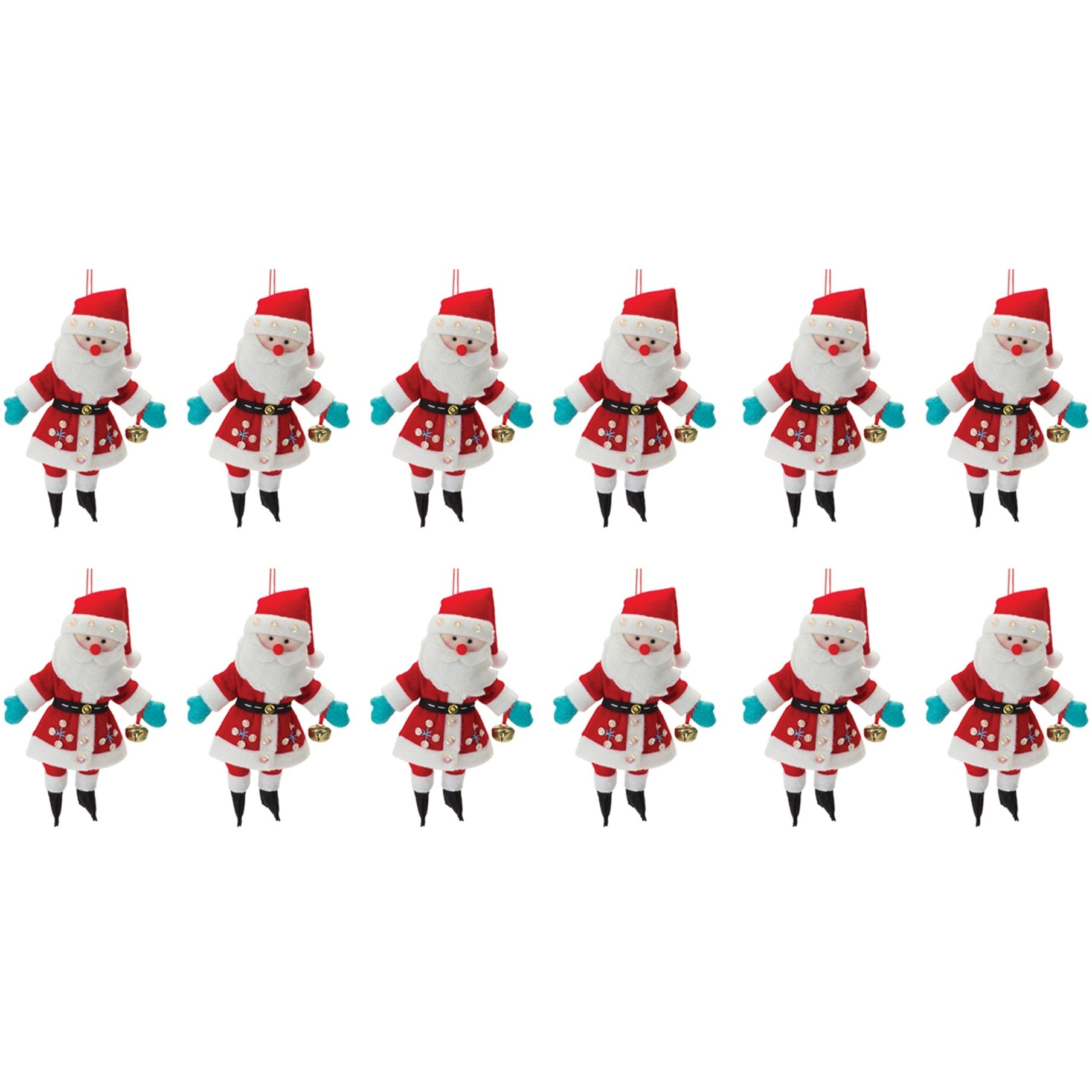 Plush Santa Ornament  (Set of 12)