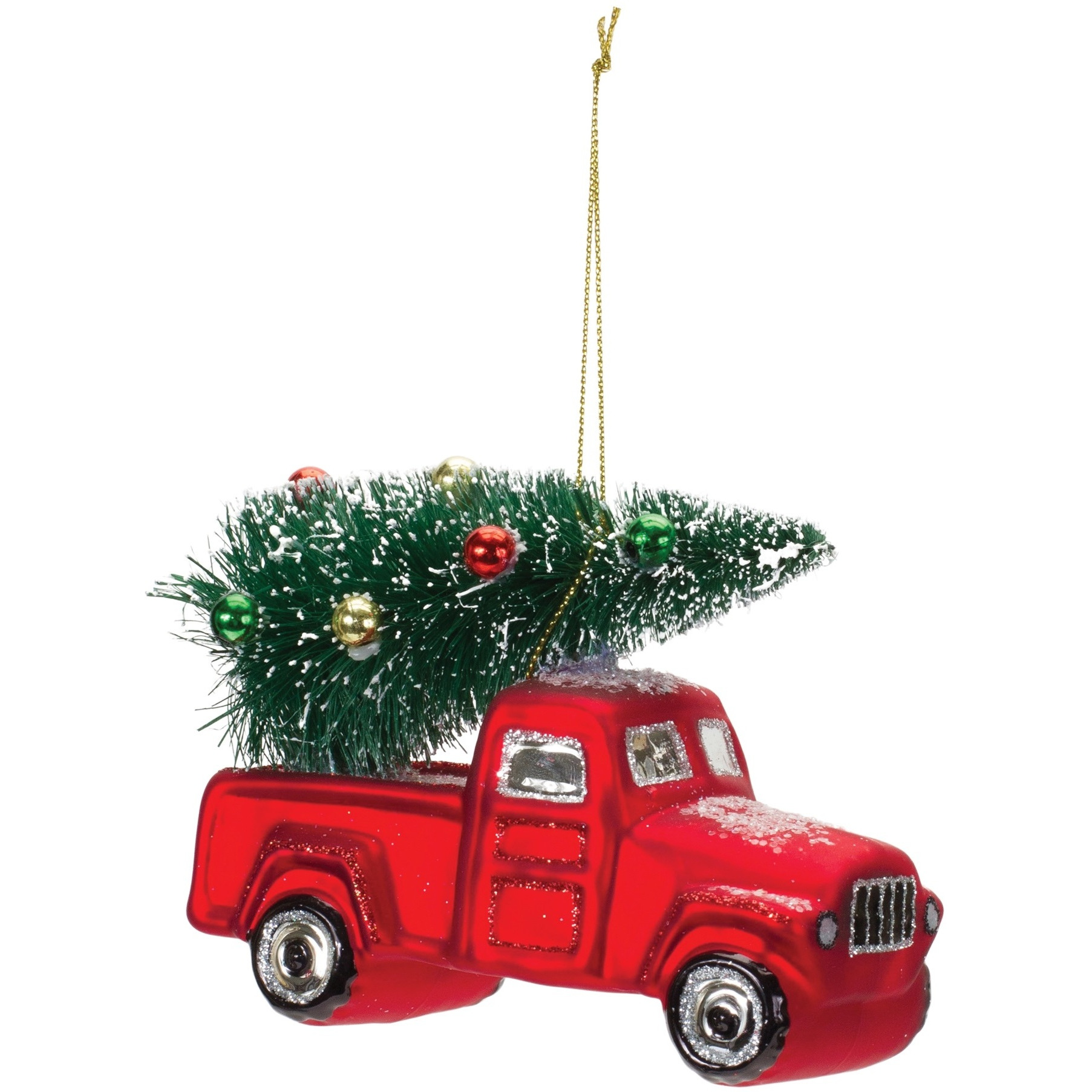 Glittered Glass Pickup Truck Ornament (Set of 6)