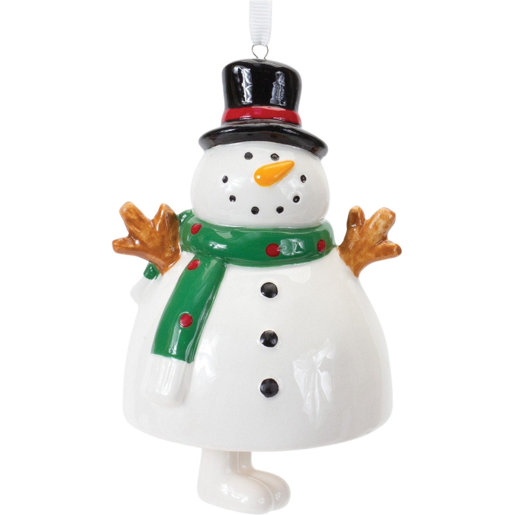 Ceramic Snowman Bell Ornament (Set of 12)