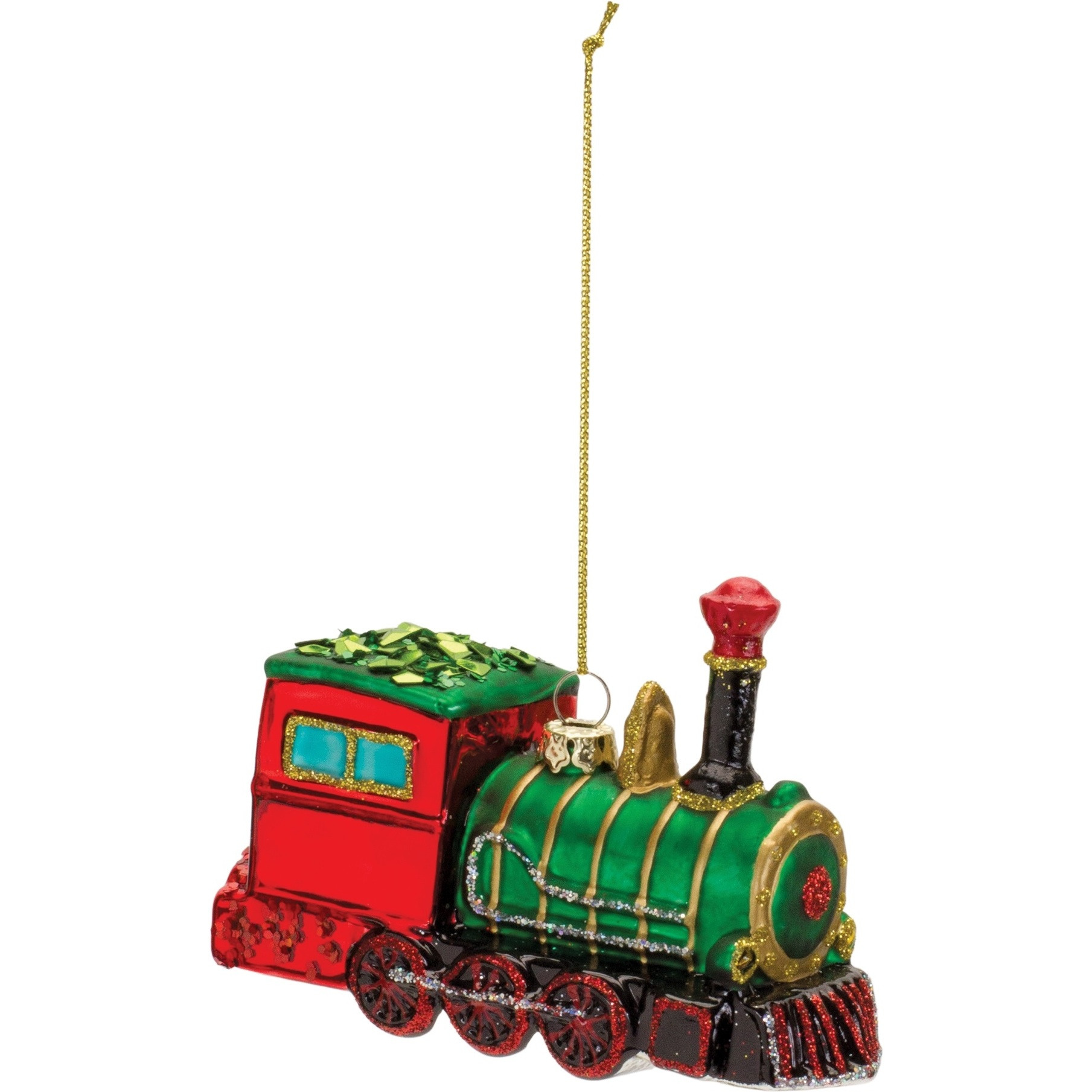 Glittered Glass Train Ornament (Set of 6)