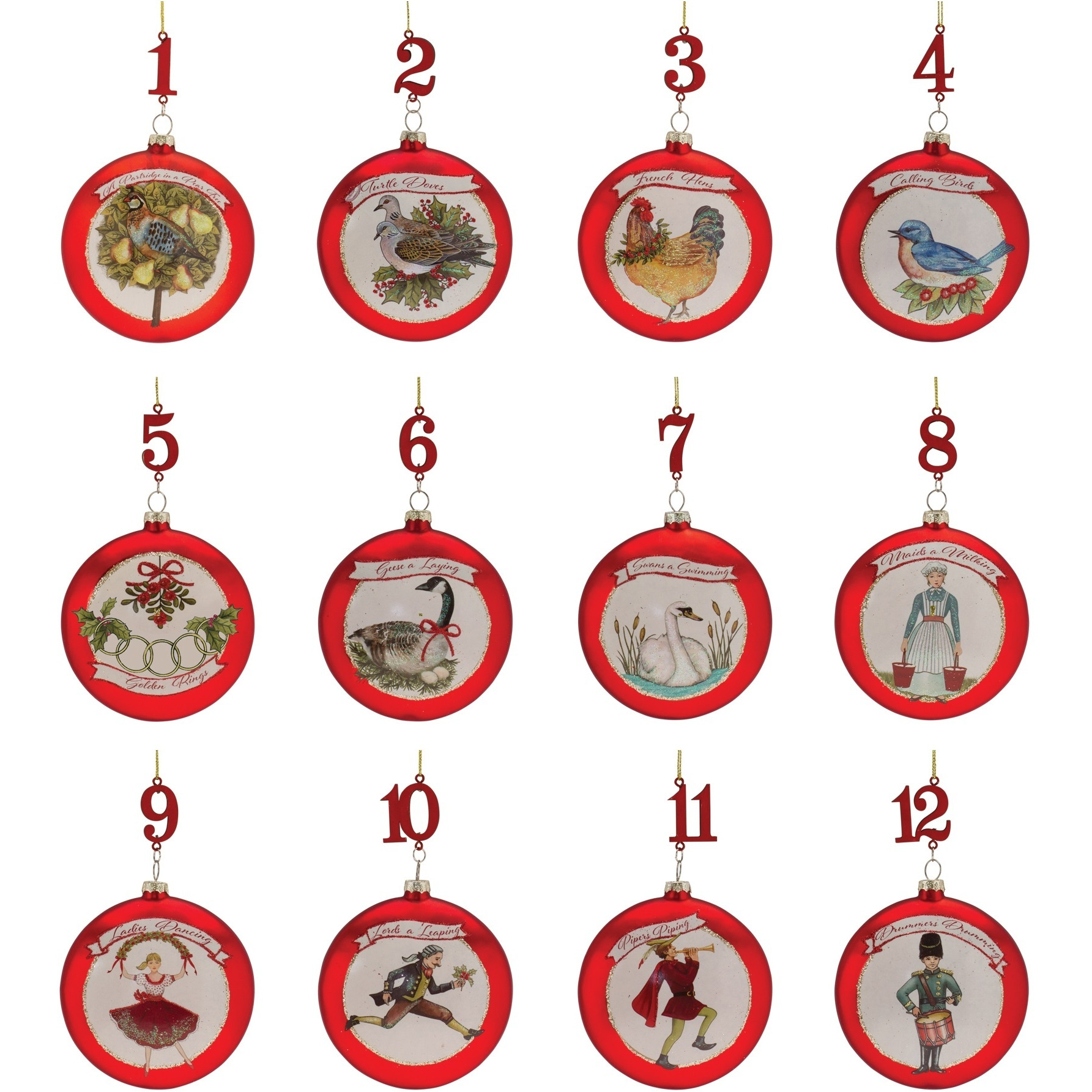 Twelve Days of Christmas Ornament (Set of 12)