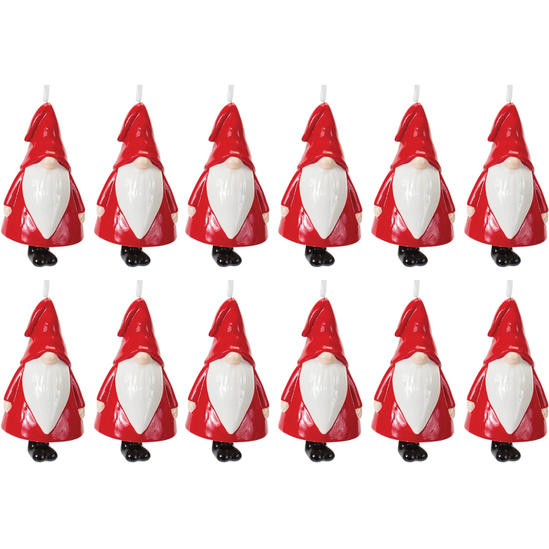 Ceramic Gnome Bell Ornament (Set of 12)