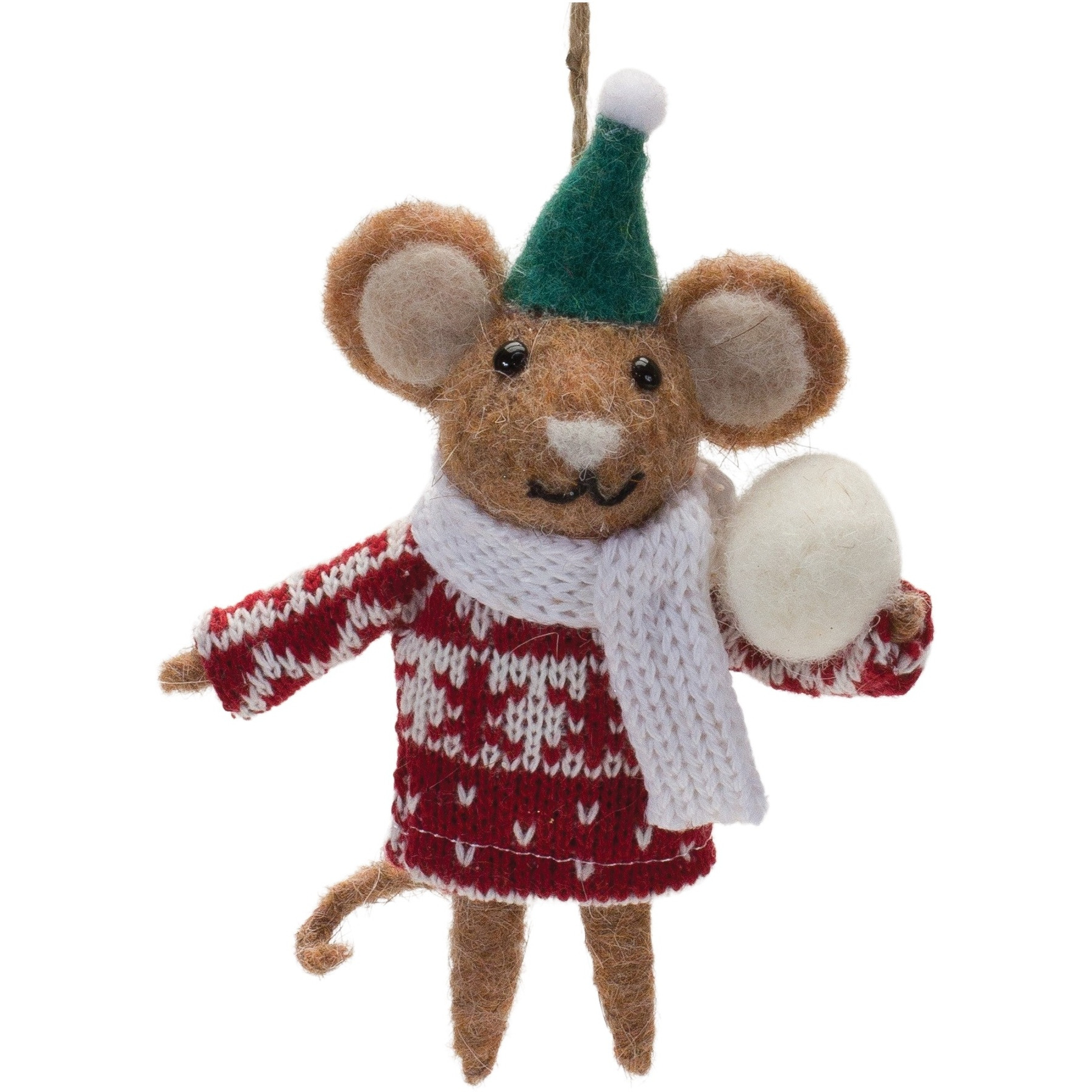 Wool Mouse with Sweater Ornament (Set of 12)