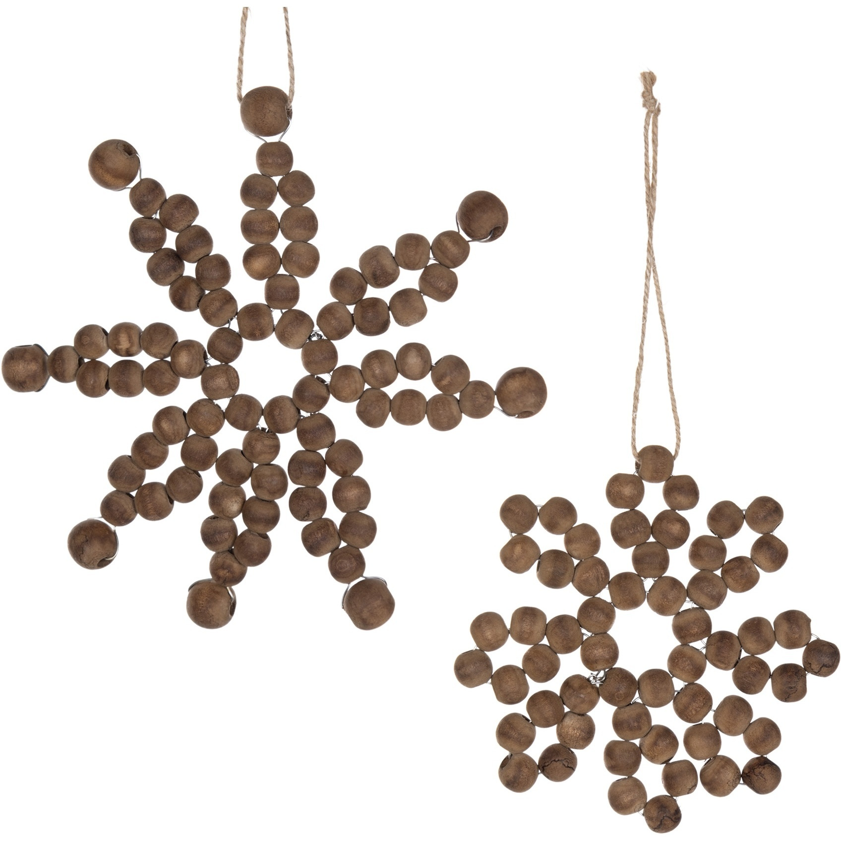 Wood Bead Snowflake Ornament (Set of 12)