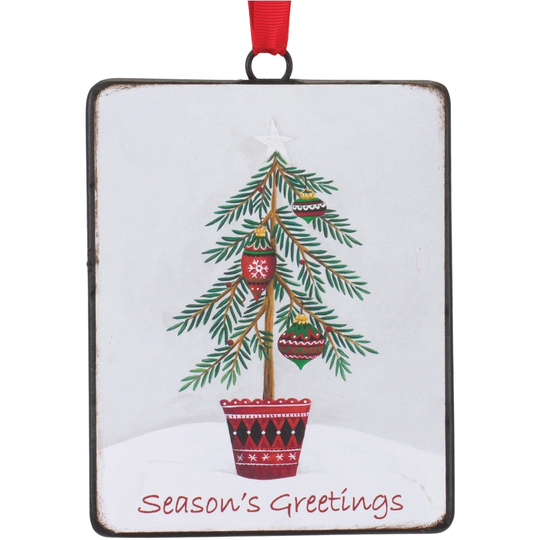 Seasons Greetings Pine Tree Ornament (Set of 12)