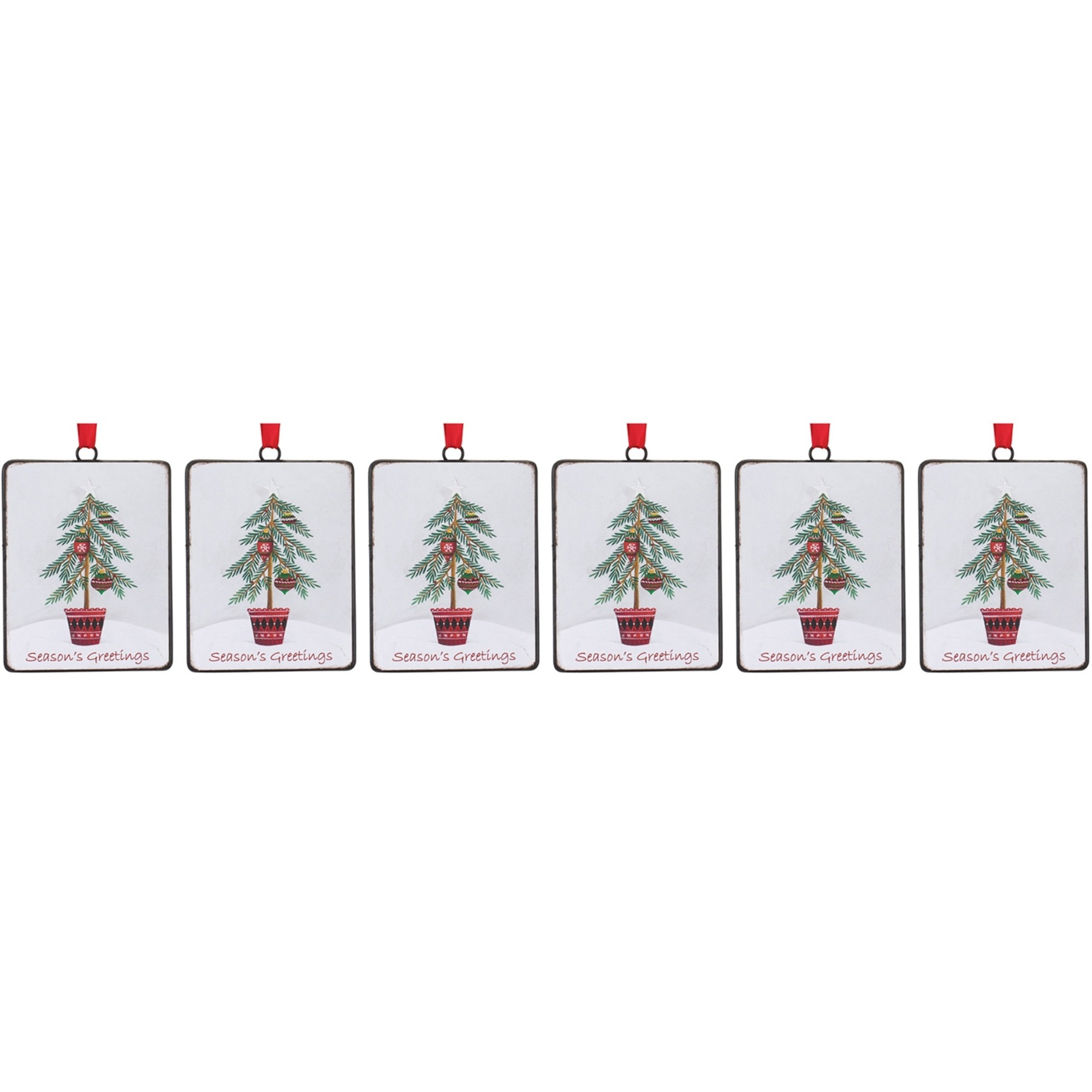 Seasons Greetings Pine Tree Ornament (Set of 12)