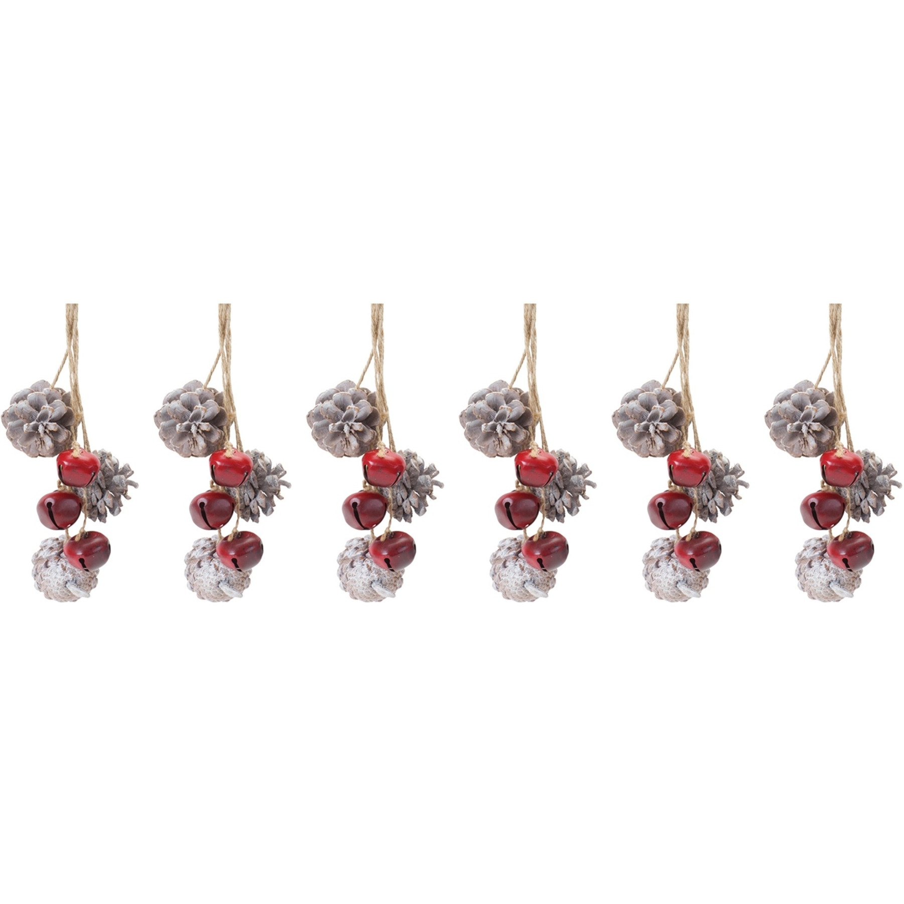 Bell and Pine Cone Drop Ornament (Set of 6)