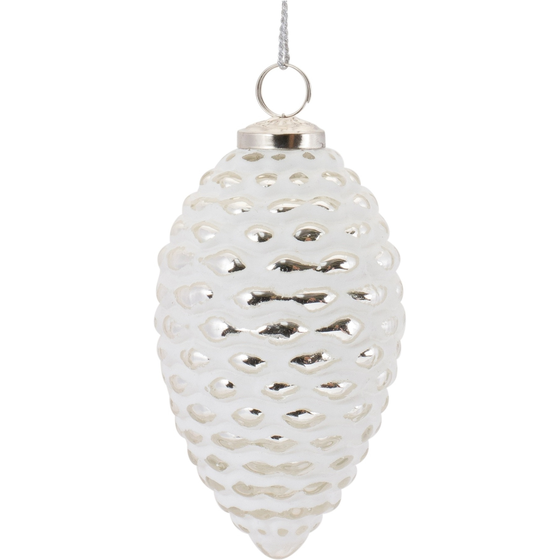 Frosted Glass Pinecone Ornament (Set of 4)