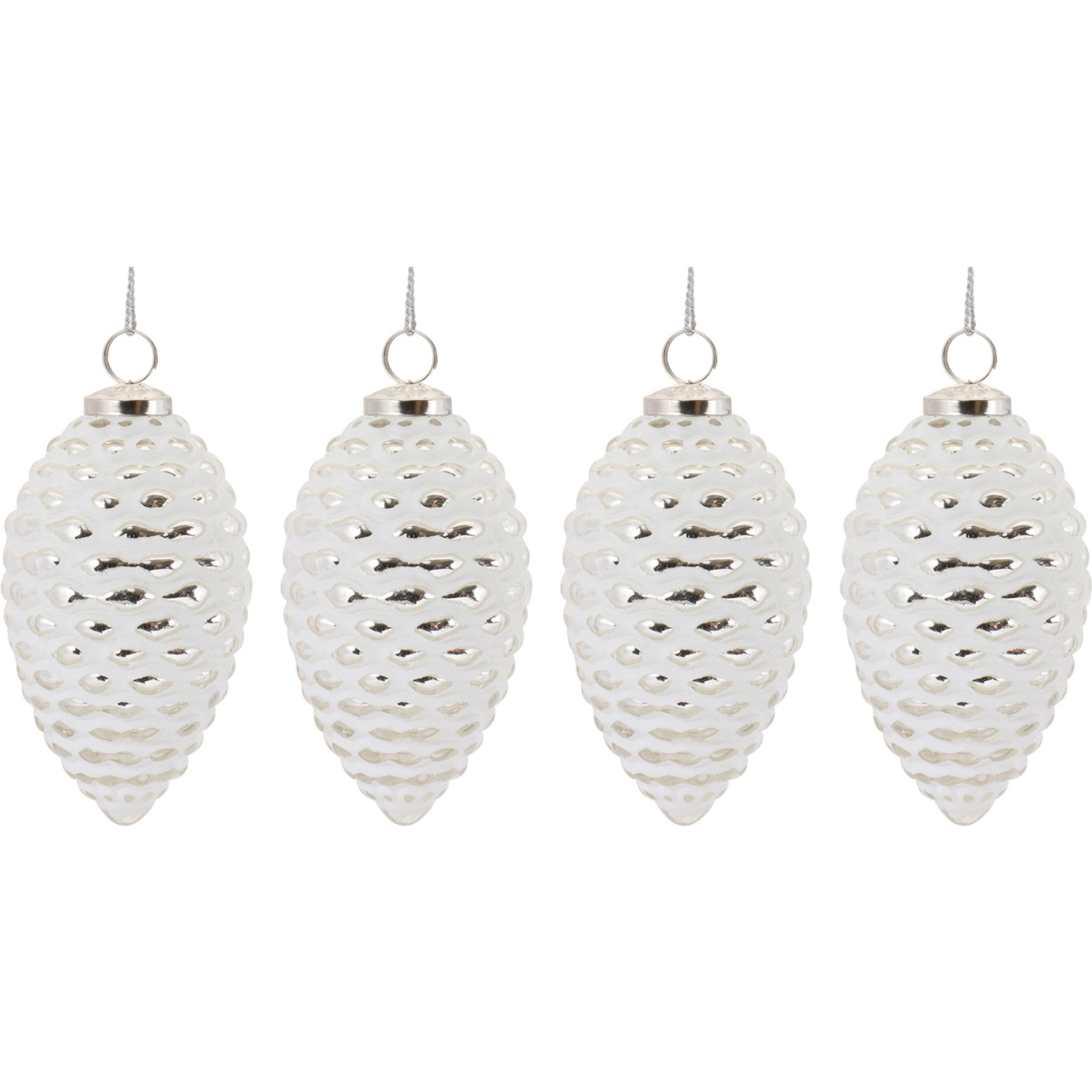 Frosted Glass Pinecone Ornament (Set of 4)