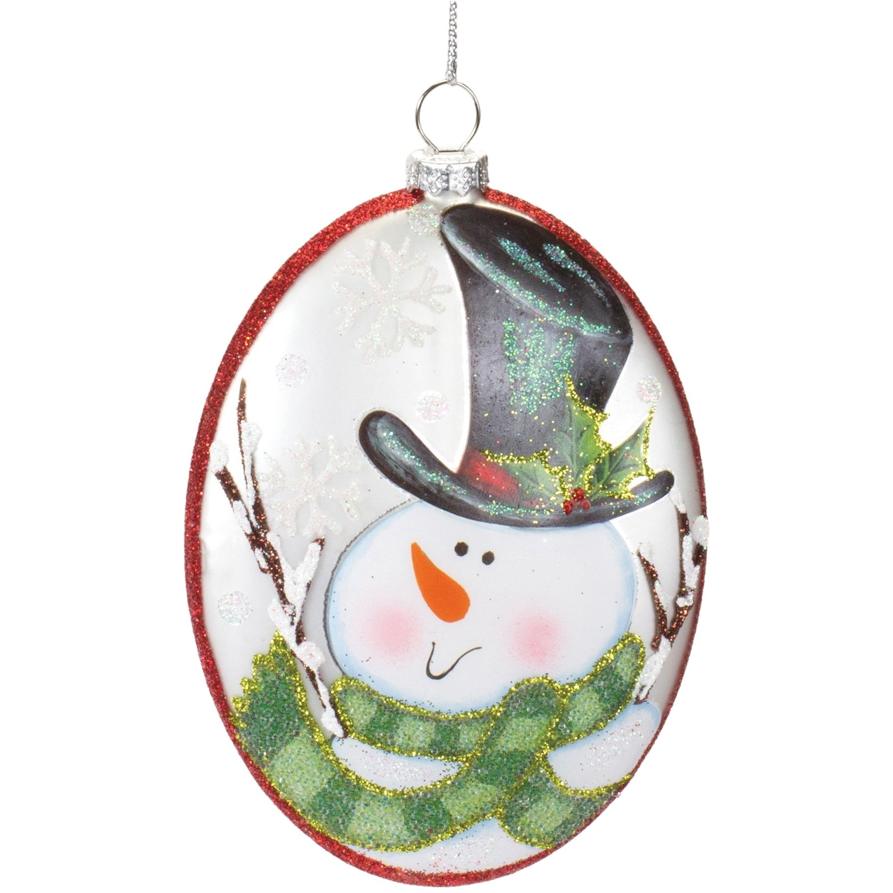 Glass Snowman Disc Ornament (Set of 12)