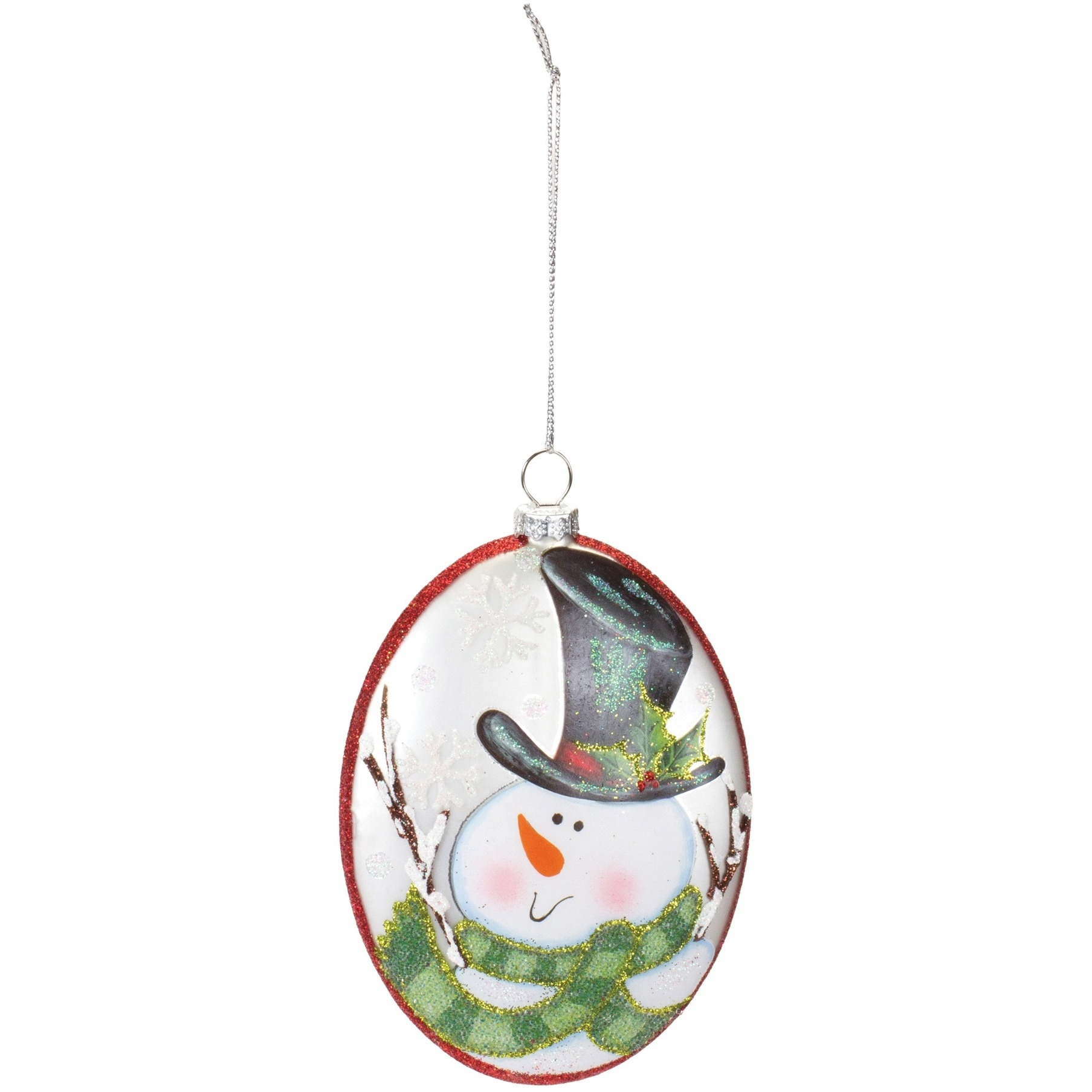 Glass Snowman Disc Ornament (Set of 12)