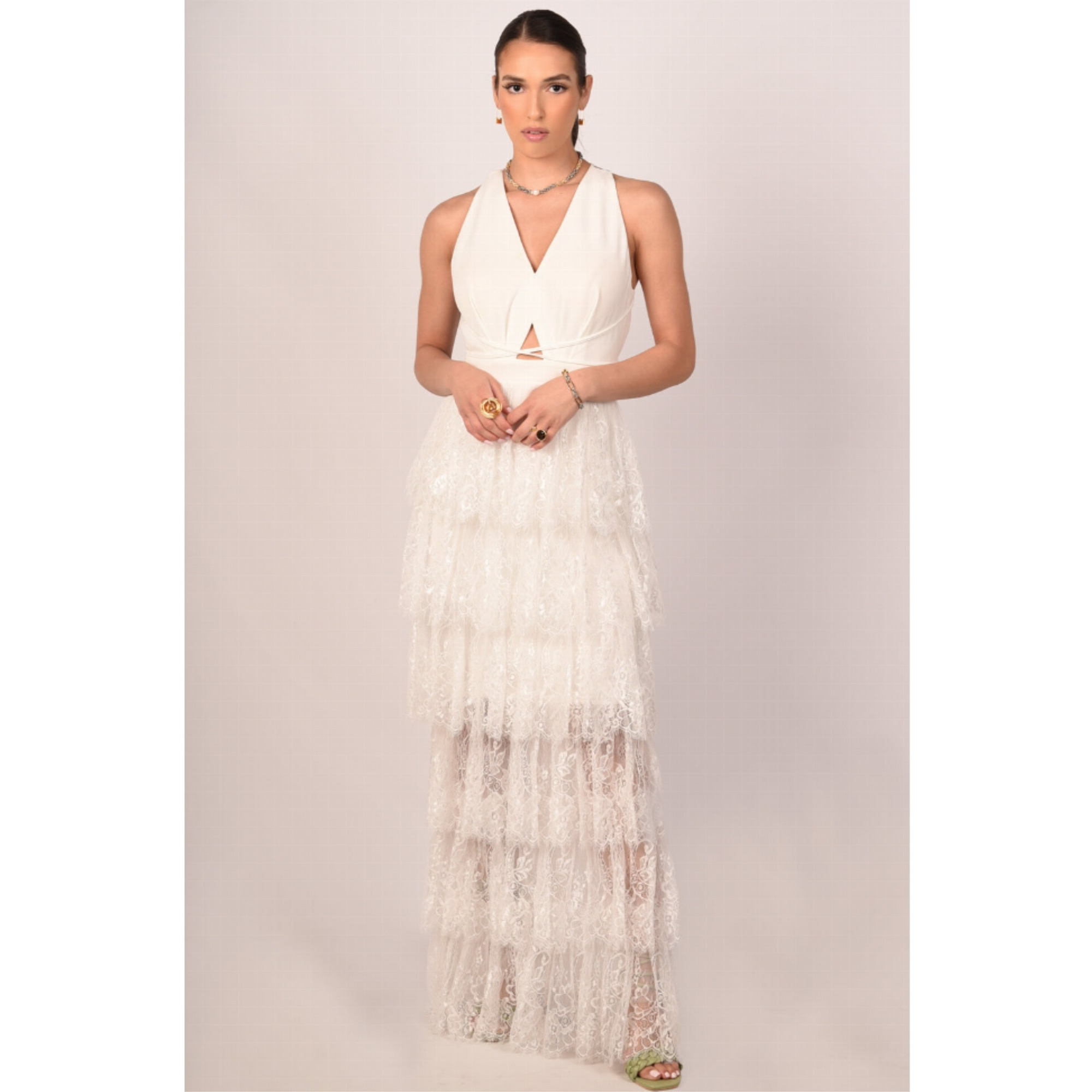 Clarise White Lace Maxi Dress