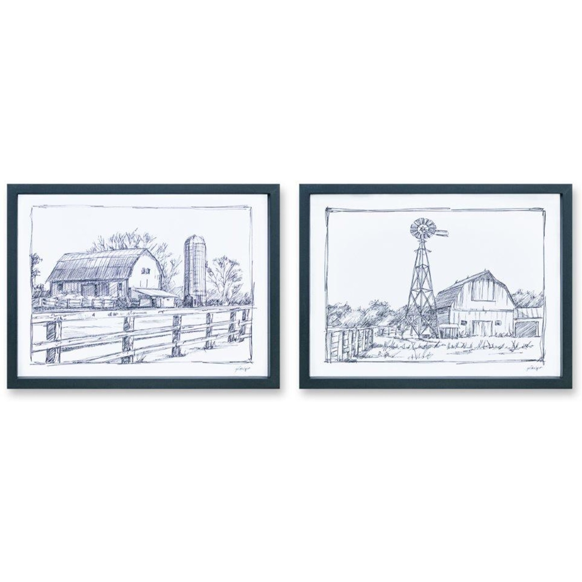 Barn Print (Set of 2) 15.75&quotL x 12&quotH MDF/Paper