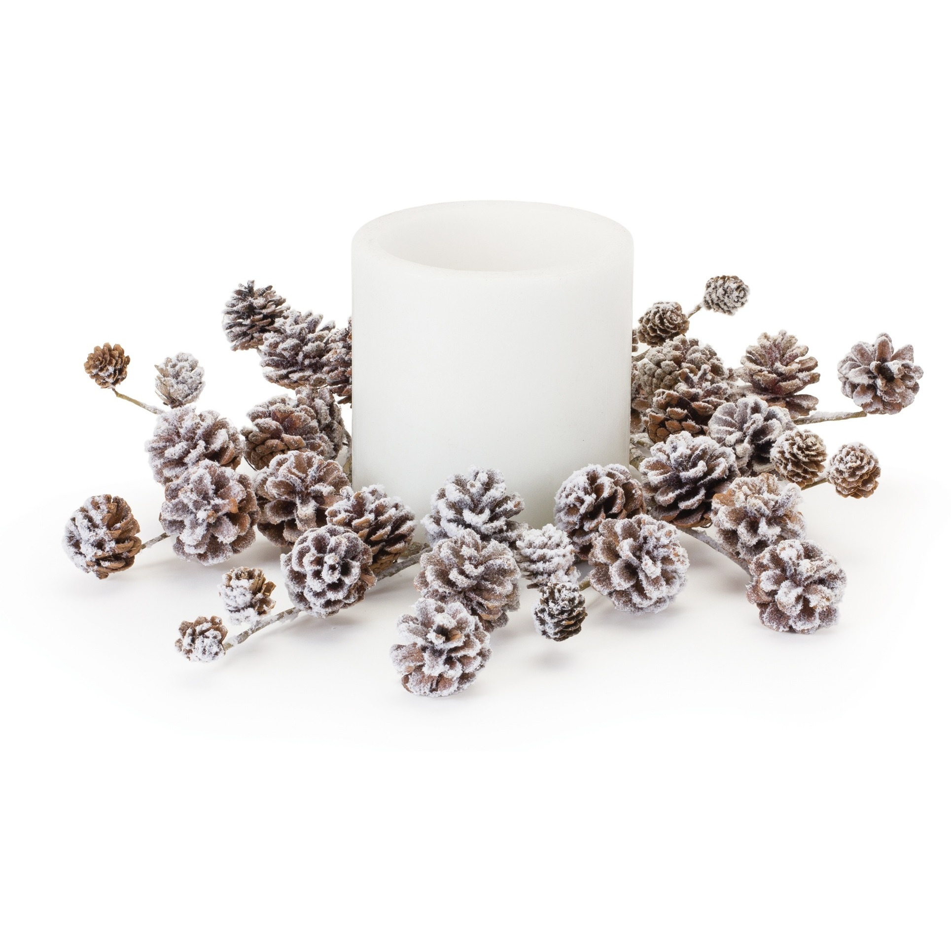 Flocked Pine Cone Candle Ring (Set of 2)