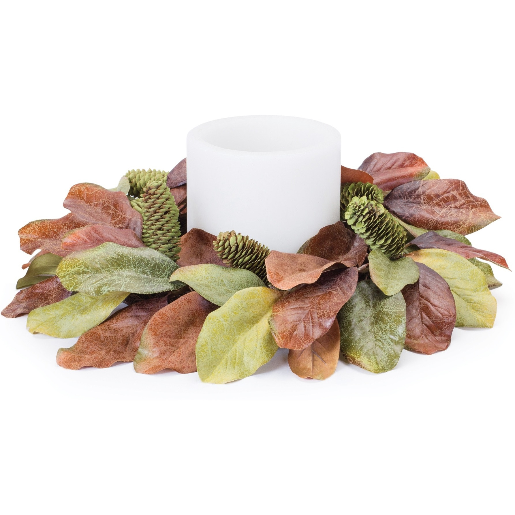 Fall Magnolia Leaf Candle Ring 17&quotD
