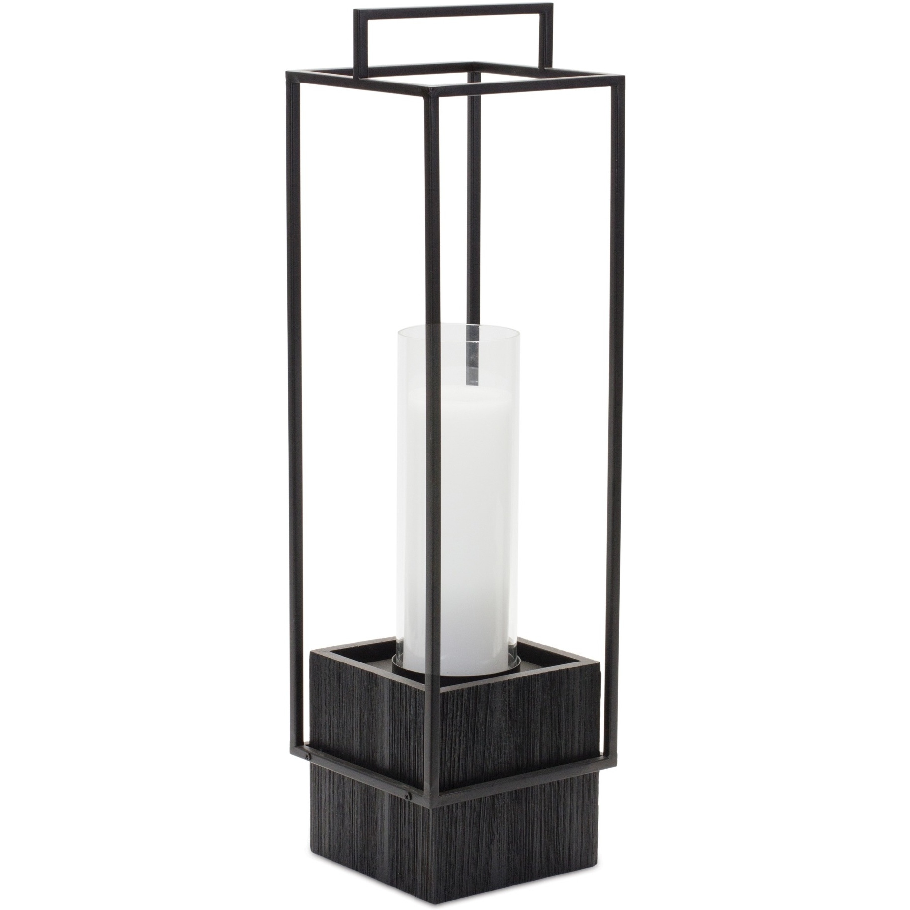 Wood Candle Holder with Metal Frame 24&quotH