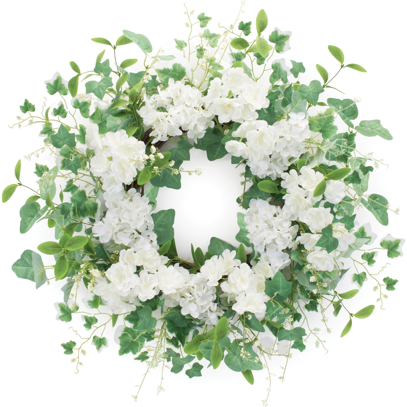 Hydrangea and Ivy Leaf Wreath 21.5&quotD