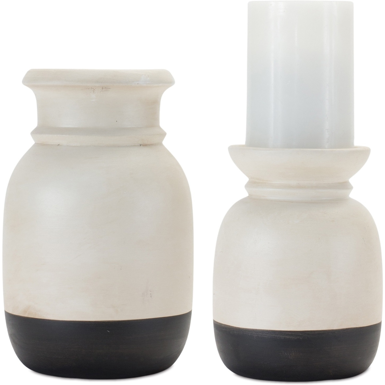 Dual-Tone Ceramic Candle Holder (Set of 2)