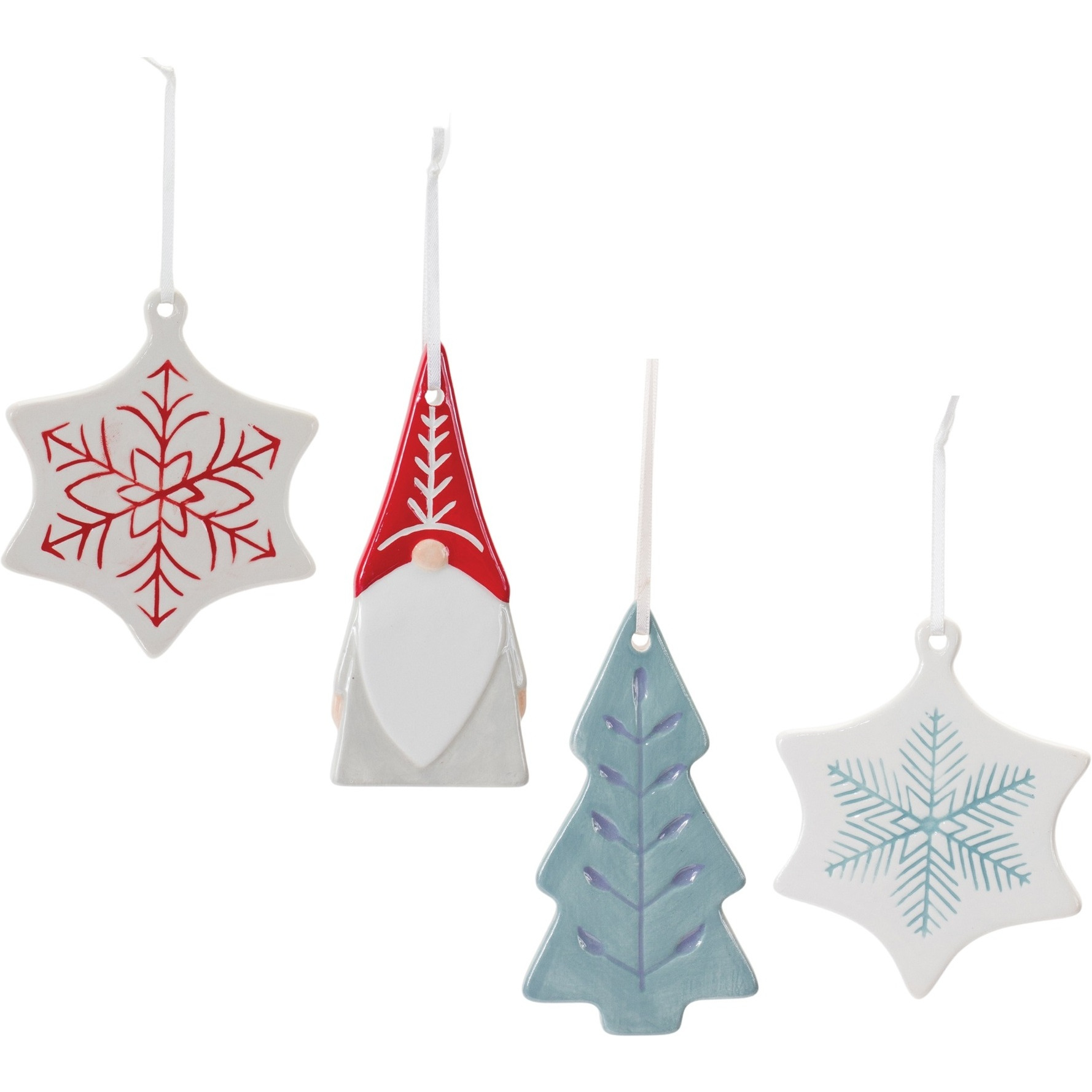 Etched Ceramic Tree Ornament (Set of 24)