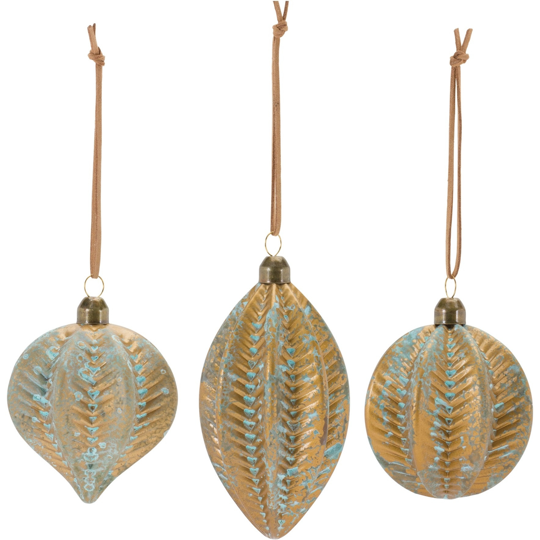 Distressed Ribbed Glass Ornament (Set of 12)