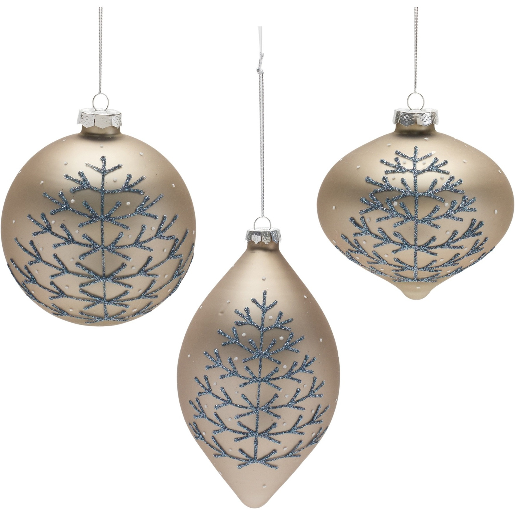 Champagne Glittered Ball Ornament (Set of 6)