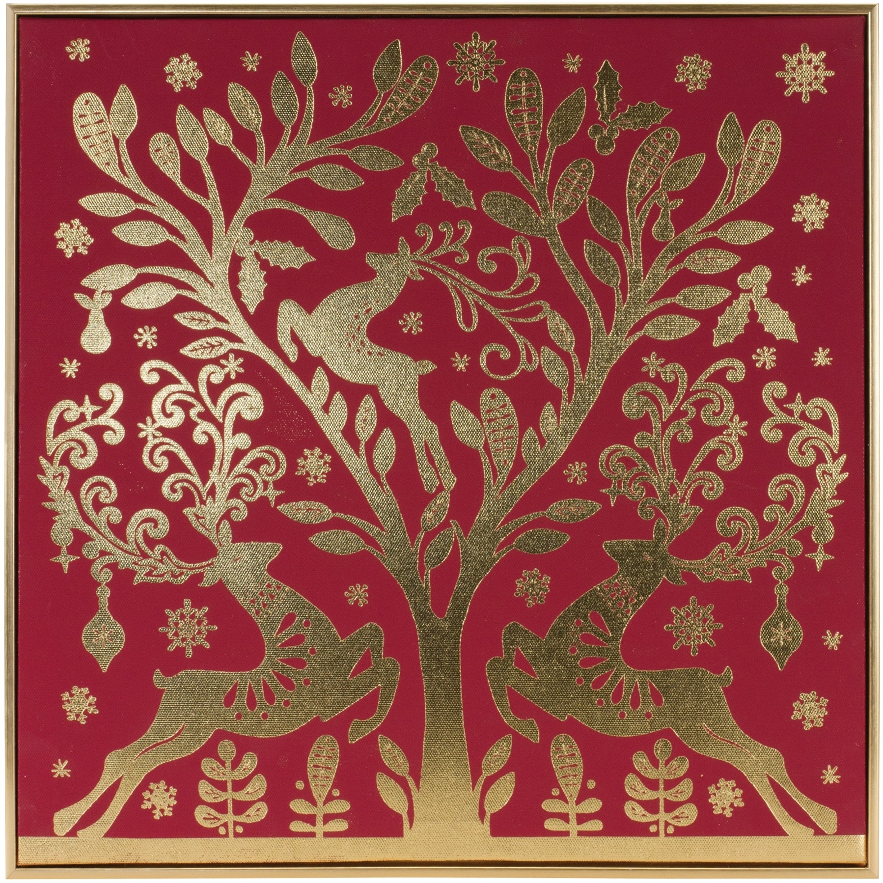 Framed Holiday Deer Print 15.5&quotSQ