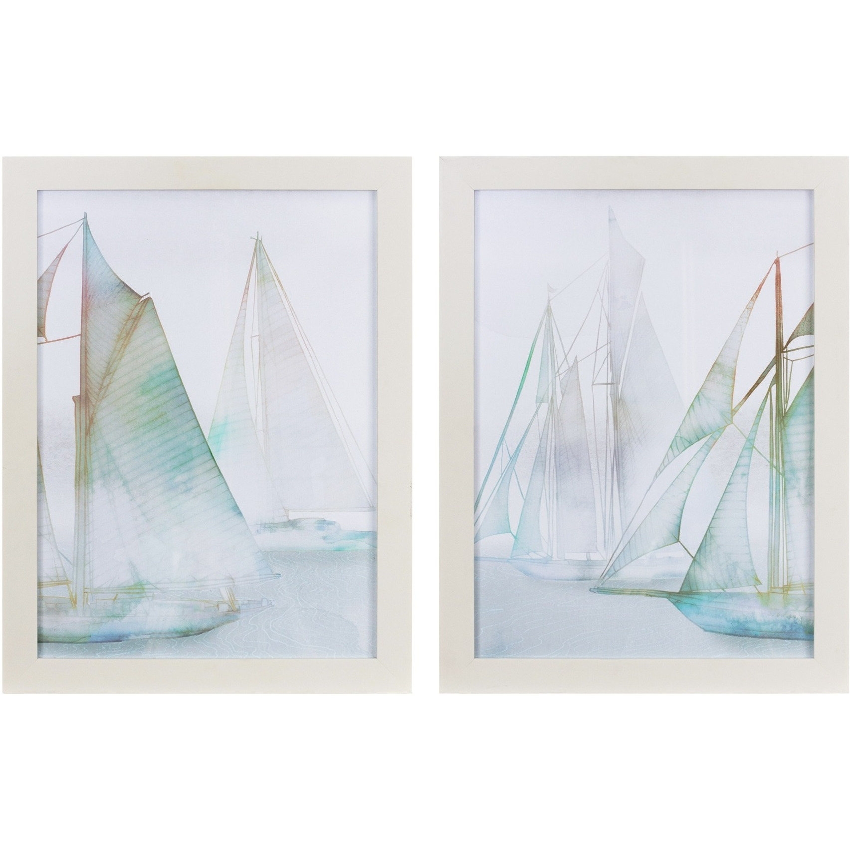 Framed Watercolor Sailboat Print (Set of 2)